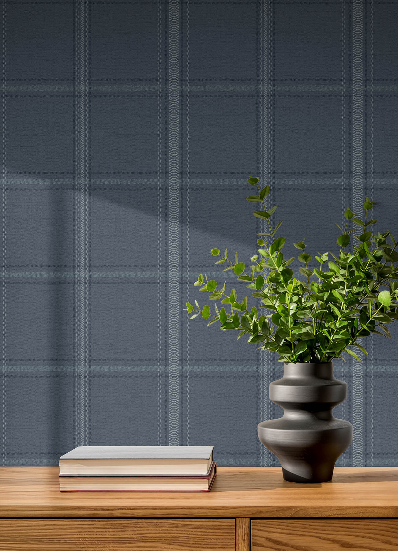 auberge-dark-blue-plaid-wallpaper-york-wallcoverings-4192-27605 - York Wallcoverings Wallpaper