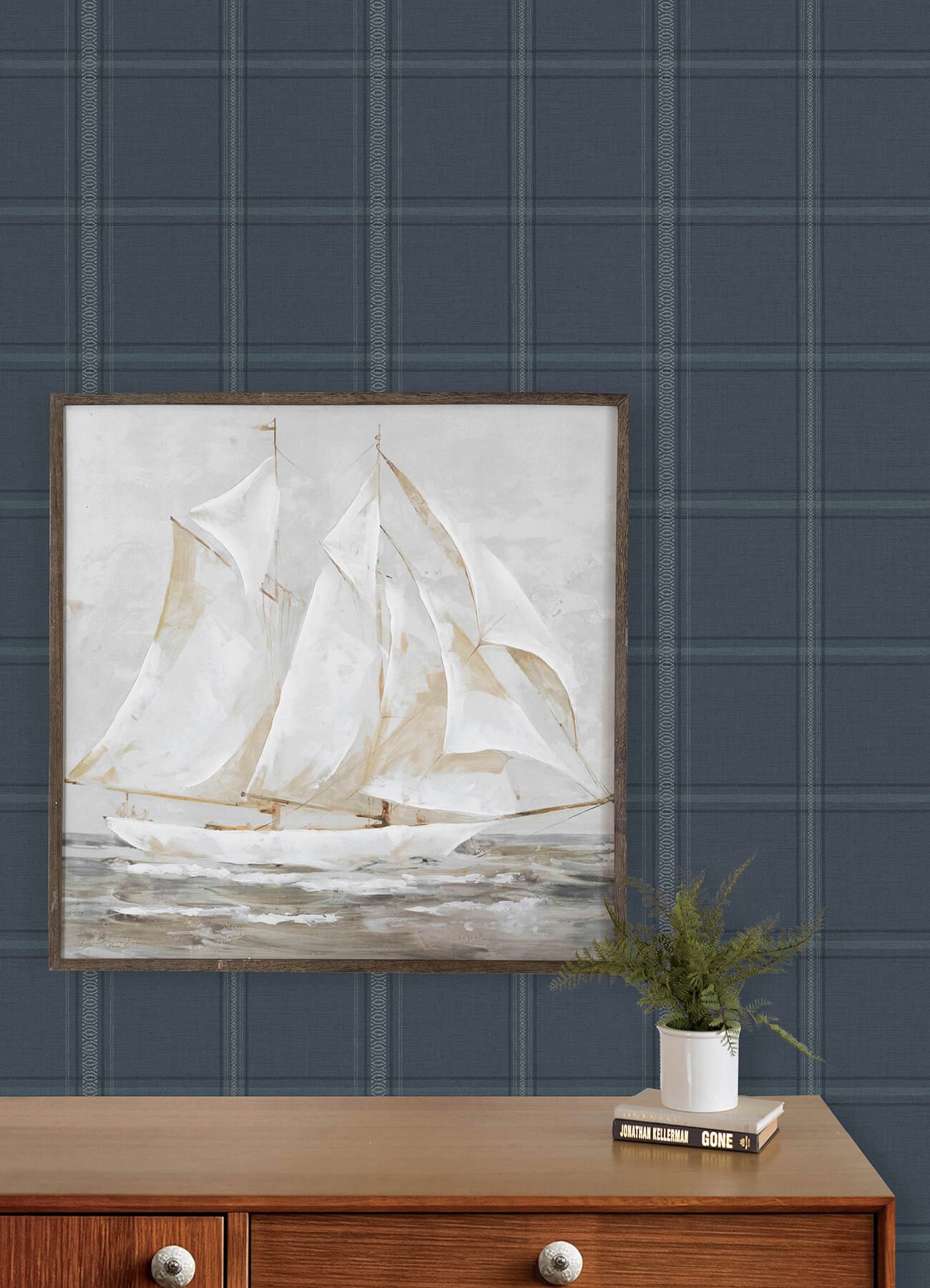 auberge-dark-blue-plaid-wallpaper-york-wallcoverings-4192-27605 - York Wallcoverings Wallpaper
