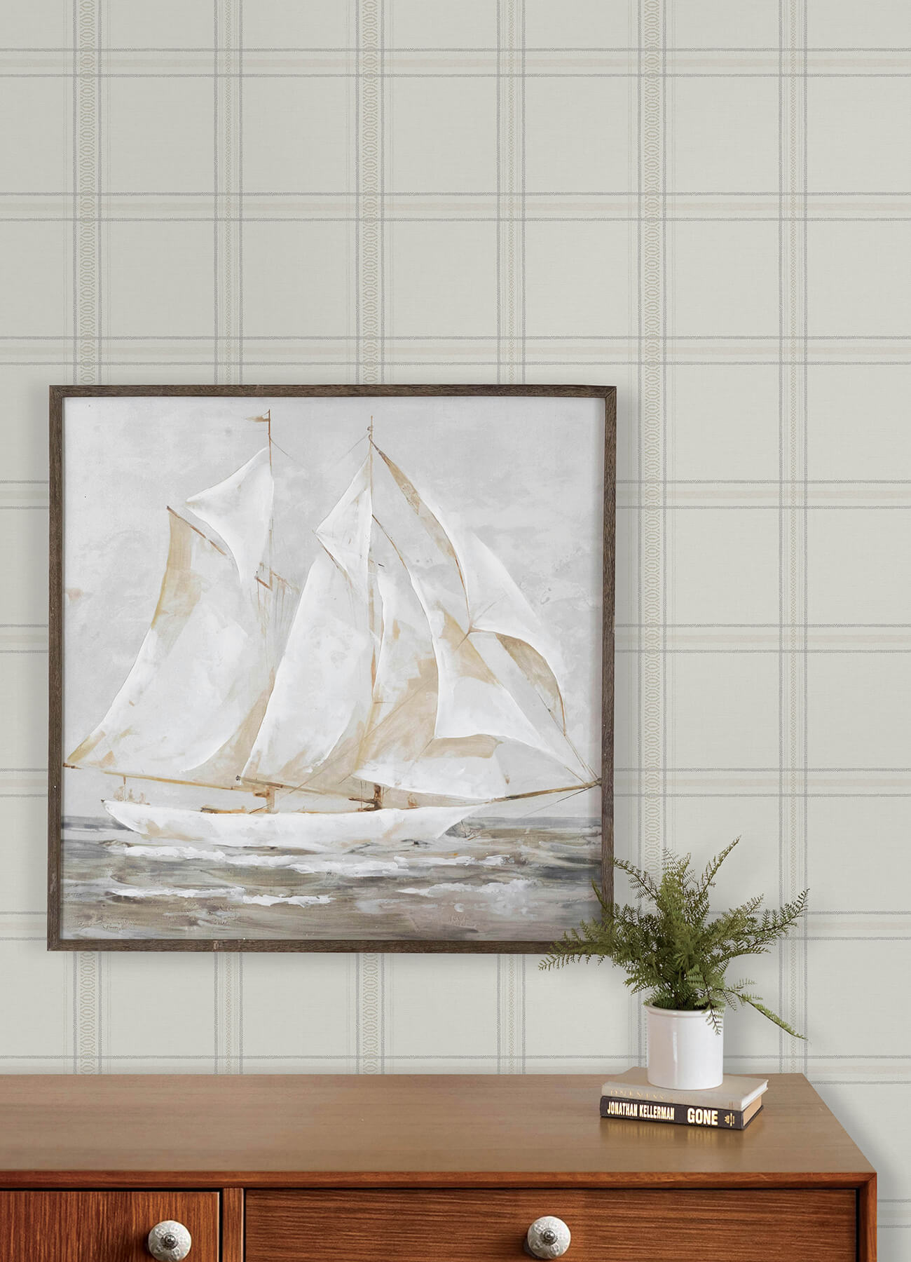 auberge-white-plaid-wallpaper-york-wallcoverings-4192-27606 - York Wallcoverings Wallpaper