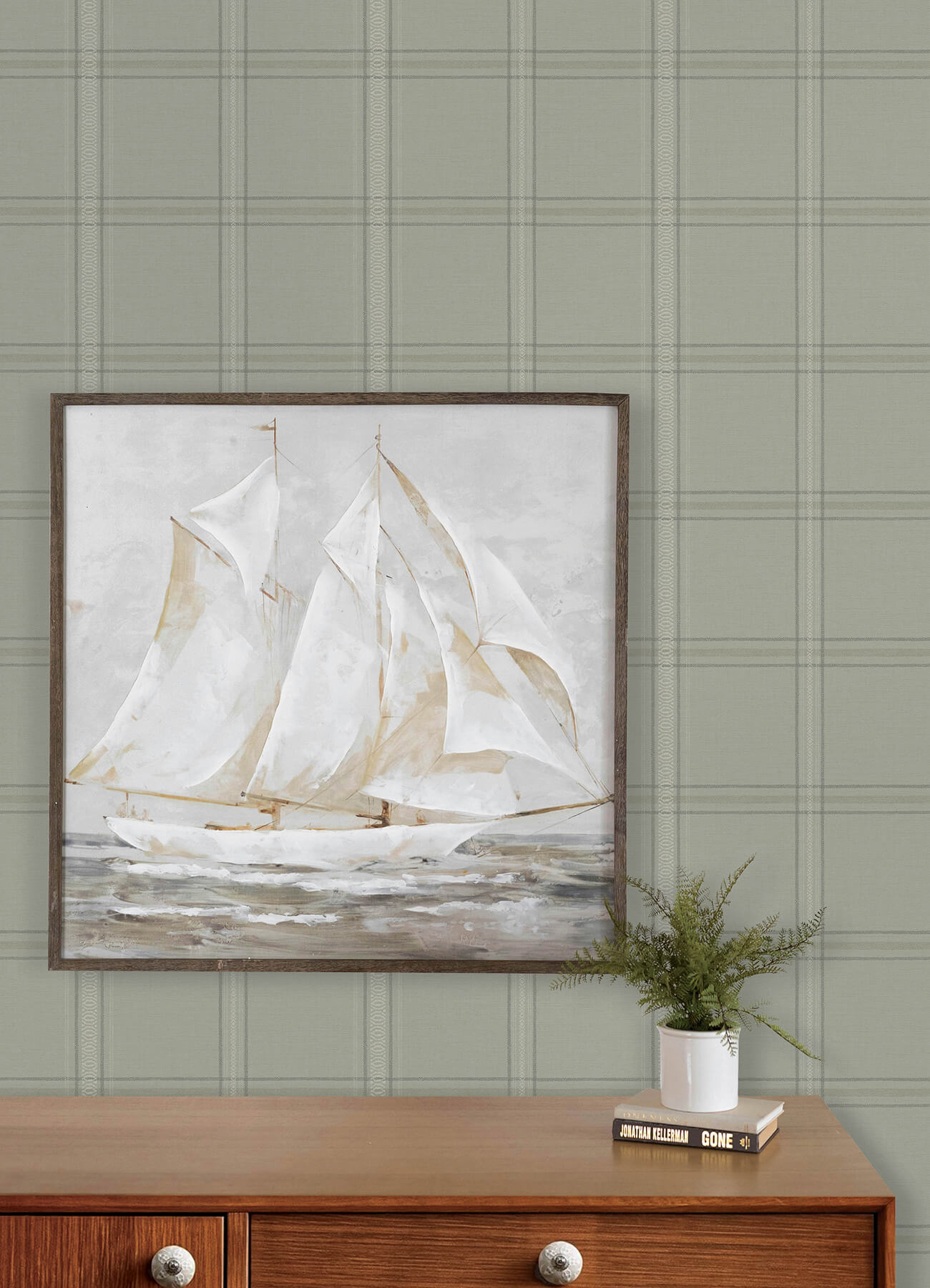 auberge-sage-plaid-wallpaper-york-wallcoverings-4192-27609 - York Wallcoverings Wallpaper