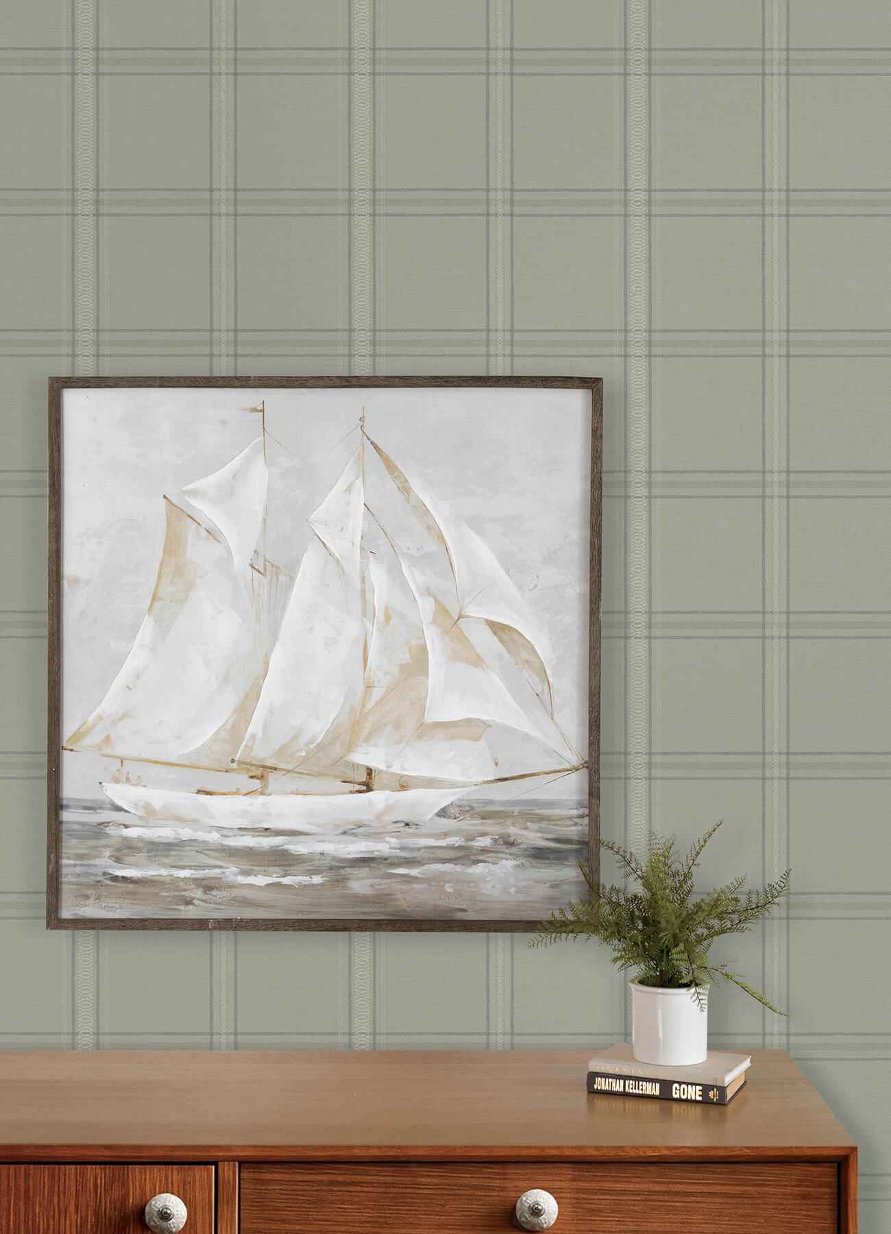 Auberge Sage Plaid Wallpaper - York Wallcoverings - 4192-27609 - York Wallcoverings Wallpaper