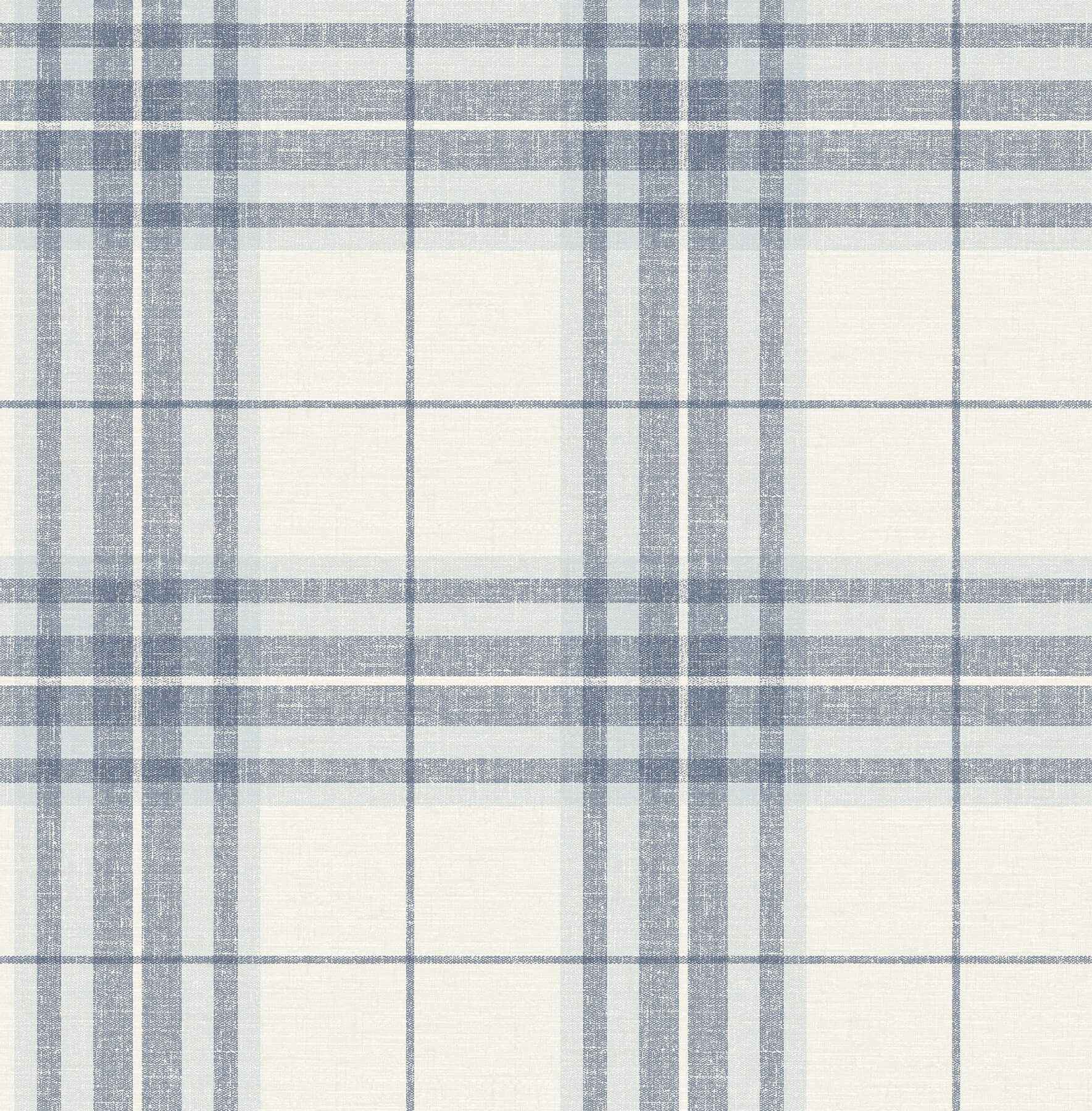 Cabin Check Blue Plaid Wallpaper - York Wallcoverings - 4192-27692