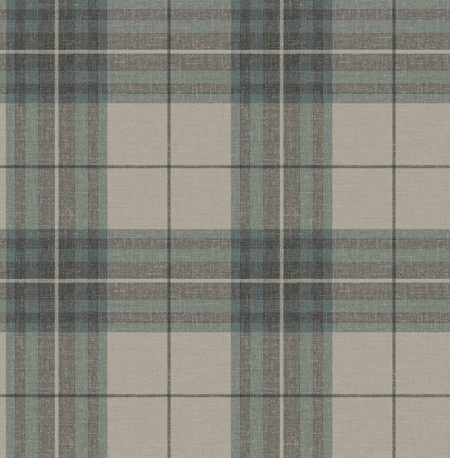 Cabin Check Teal Plaid Wallpaper - York Wallcoverings - 4192-27695