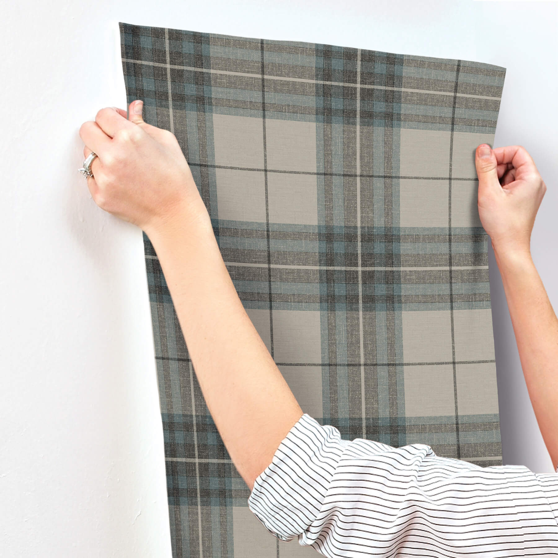 cabin-check-teal-plaid-wallpaper-york-wallcoverings-4192-27695 - York Wallcoverings Wallpaper