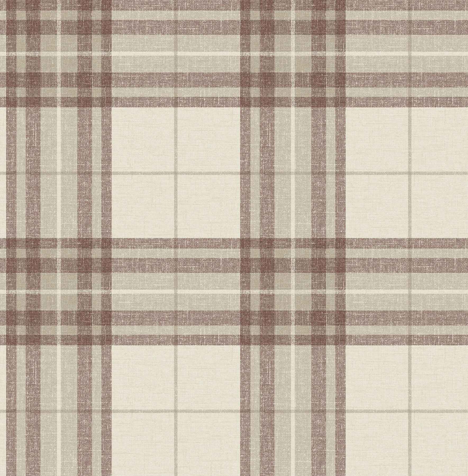 Cabin Check Rust Plaid Wallpaper - York Wallcoverings - 4192-27696