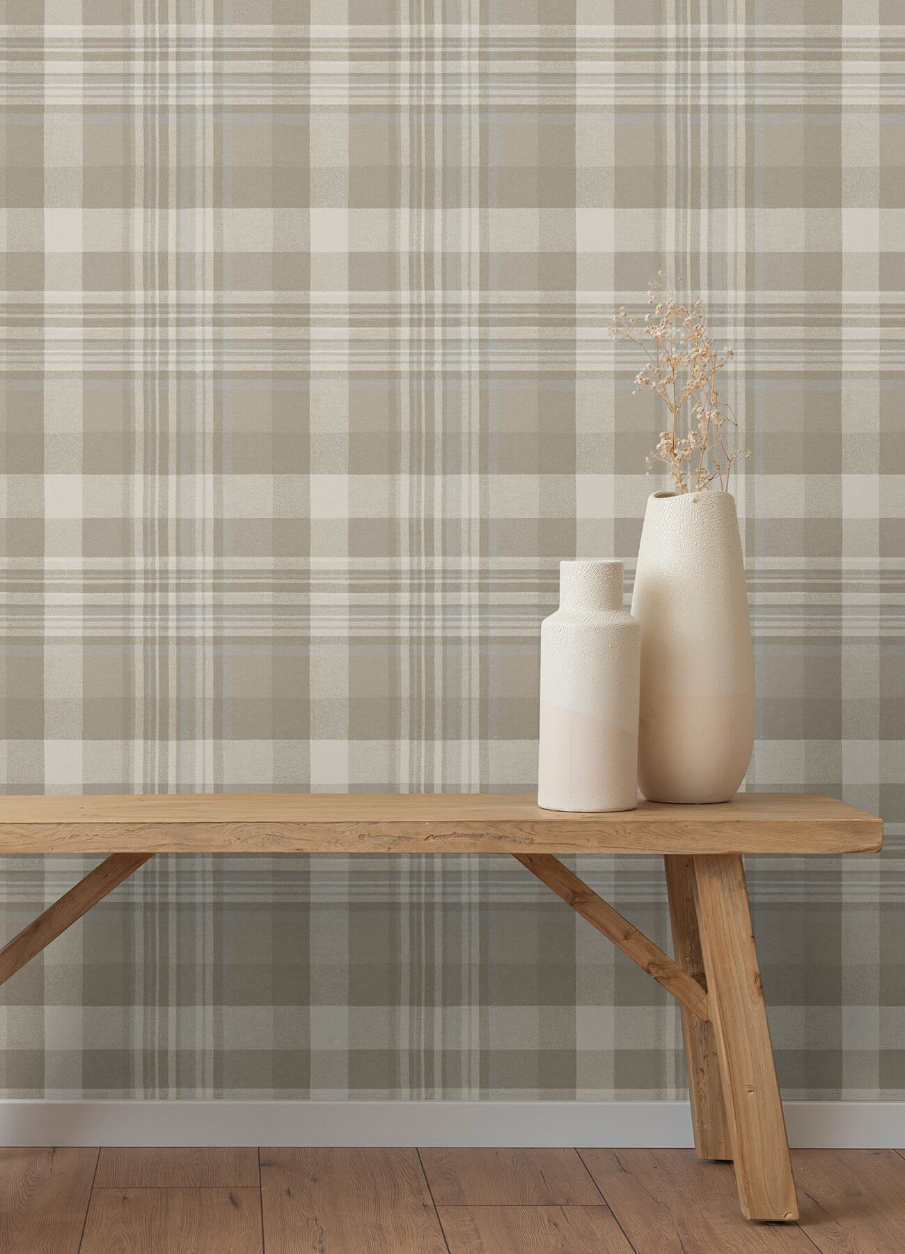 dutton-plaid-light-brown-flannel-wallpaper-york-wallcoverings-4192-72633 - York Wallcoverings Wallpaper