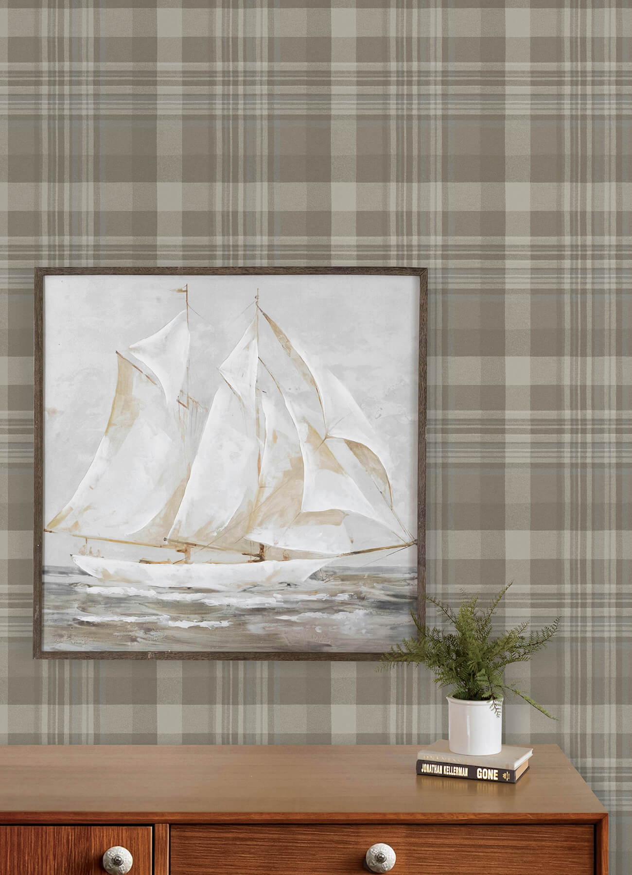 dutton-plaid-light-brown-flannel-wallpaper-york-wallcoverings-4192-72633 - York Wallcoverings Wallpaper