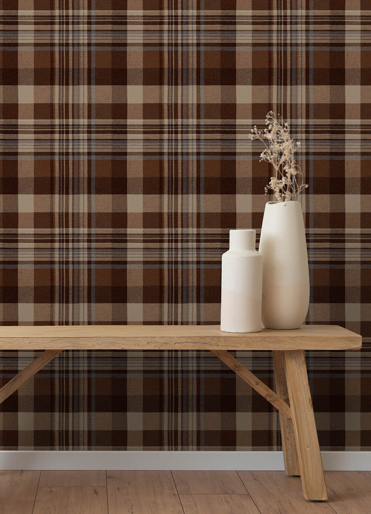 dutton-plaid-rust-flannel-wallpaper-york-wallcoverings-4192-72636 - York Wallcoverings Wallpaper
