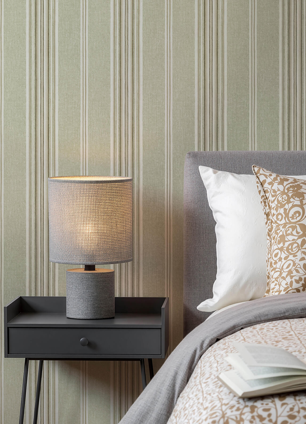 calvados-moss-linen-stripe-wallpaper-york-wallcoverings-4192-83121 - York Wallcoverings Wallpaper