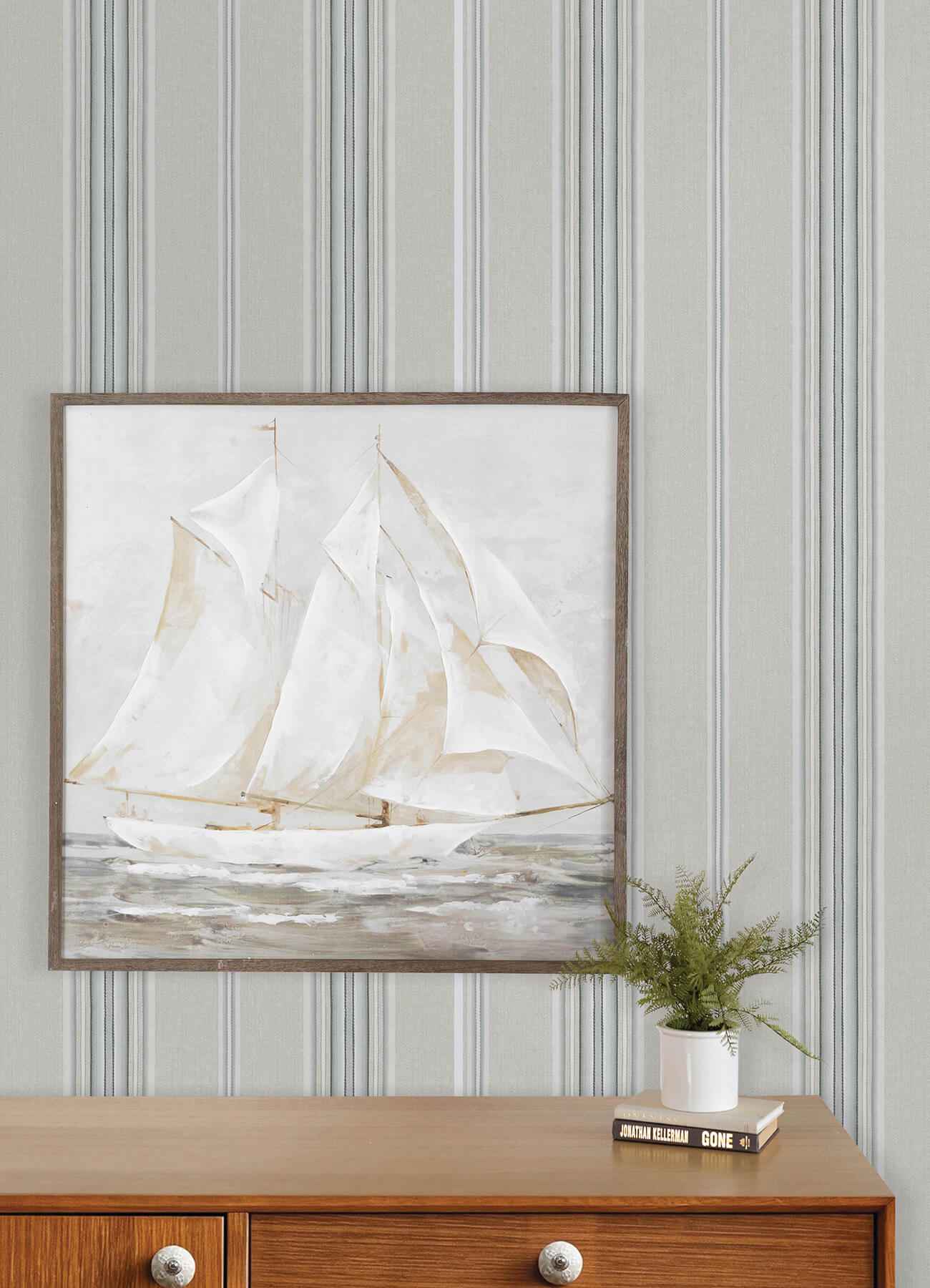 Calvados Turquoise Linen Stripe Wallpaper - York Wallcoverings - 4192-83122 - York Wallcoverings Wallpaper