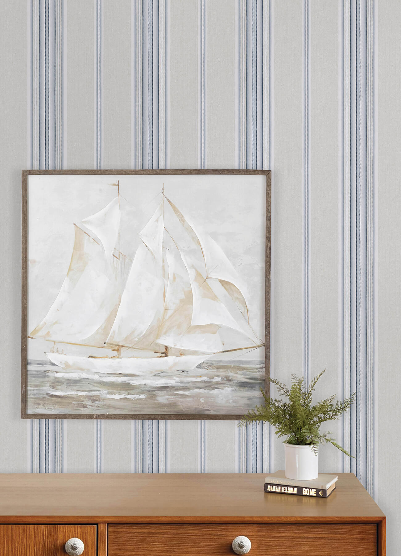 calvados-blue-linen-stripe-wallpaper-york-wallcoverings-4192-83123 - York Wallcoverings Wallpaper