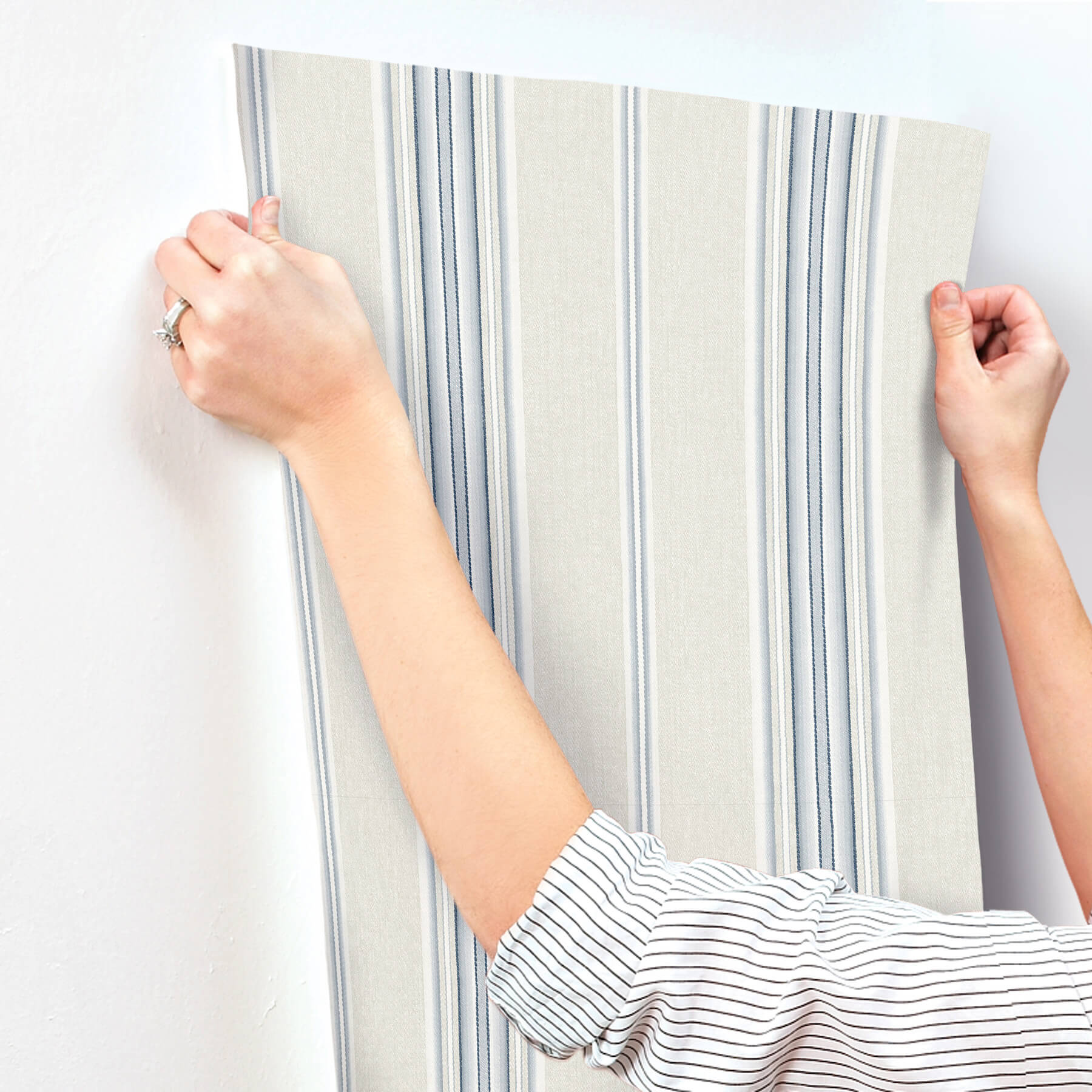 calvados-blue-linen-stripe-wallpaper-york-wallcoverings-4192-83123 - York Wallcoverings Wallpaper