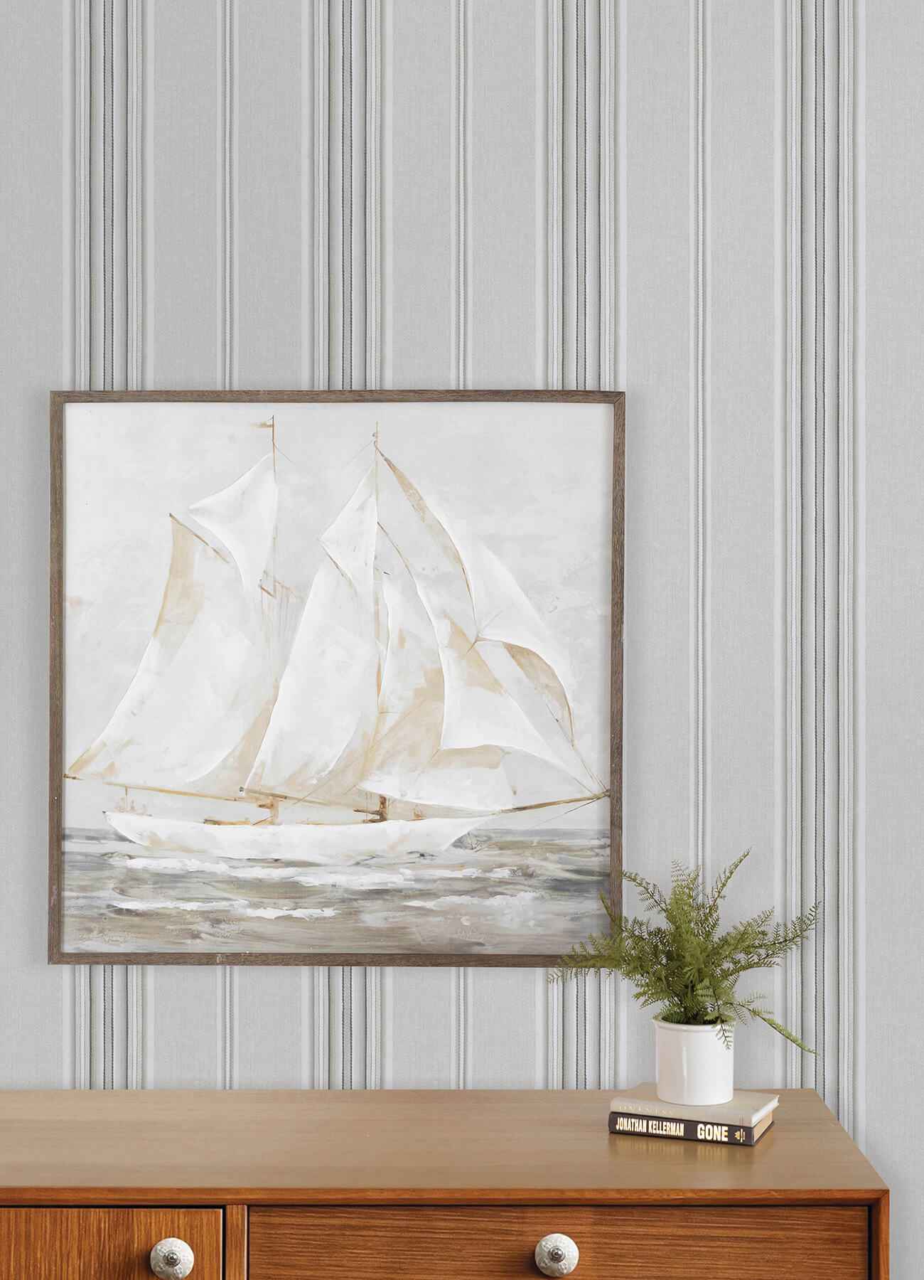 Calvados Grey Linen Stripe Wallpaper - York Wallcoverings - 4192-83124 - York Wallcoverings Wallpaper