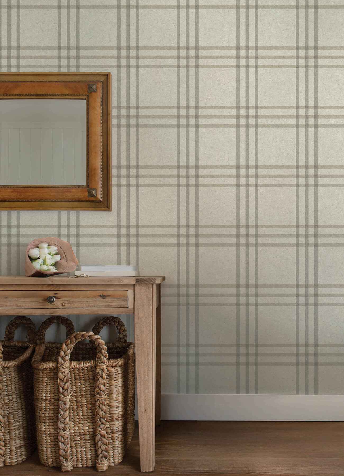 Fletcher Grey Plaid Wallpaper - York Wallcoverings - 4192-83401 - York Wallcoverings Wallpaper
