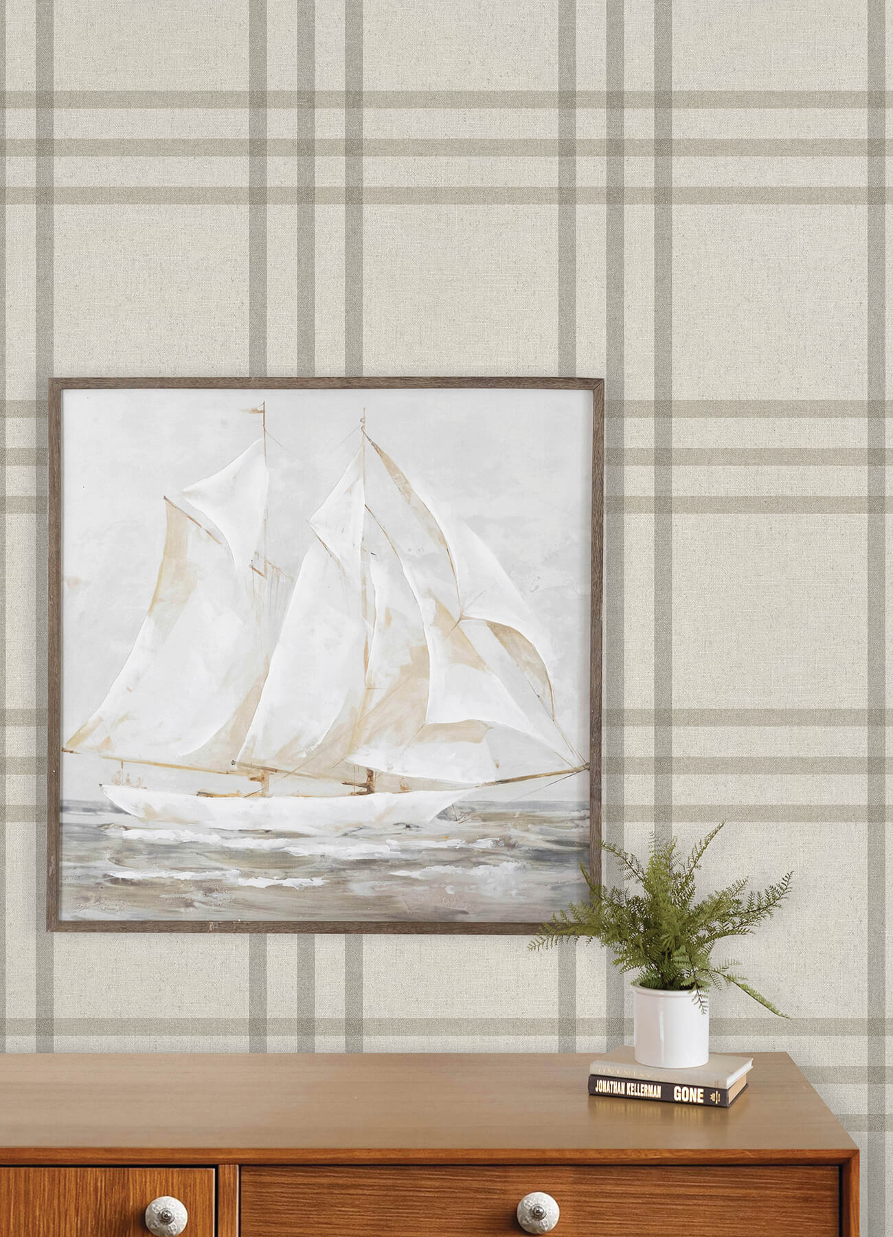 fletcher-grey-plaid-wallpaper-york-wallcoverings-4192-83401 - York Wallcoverings Wallpaper