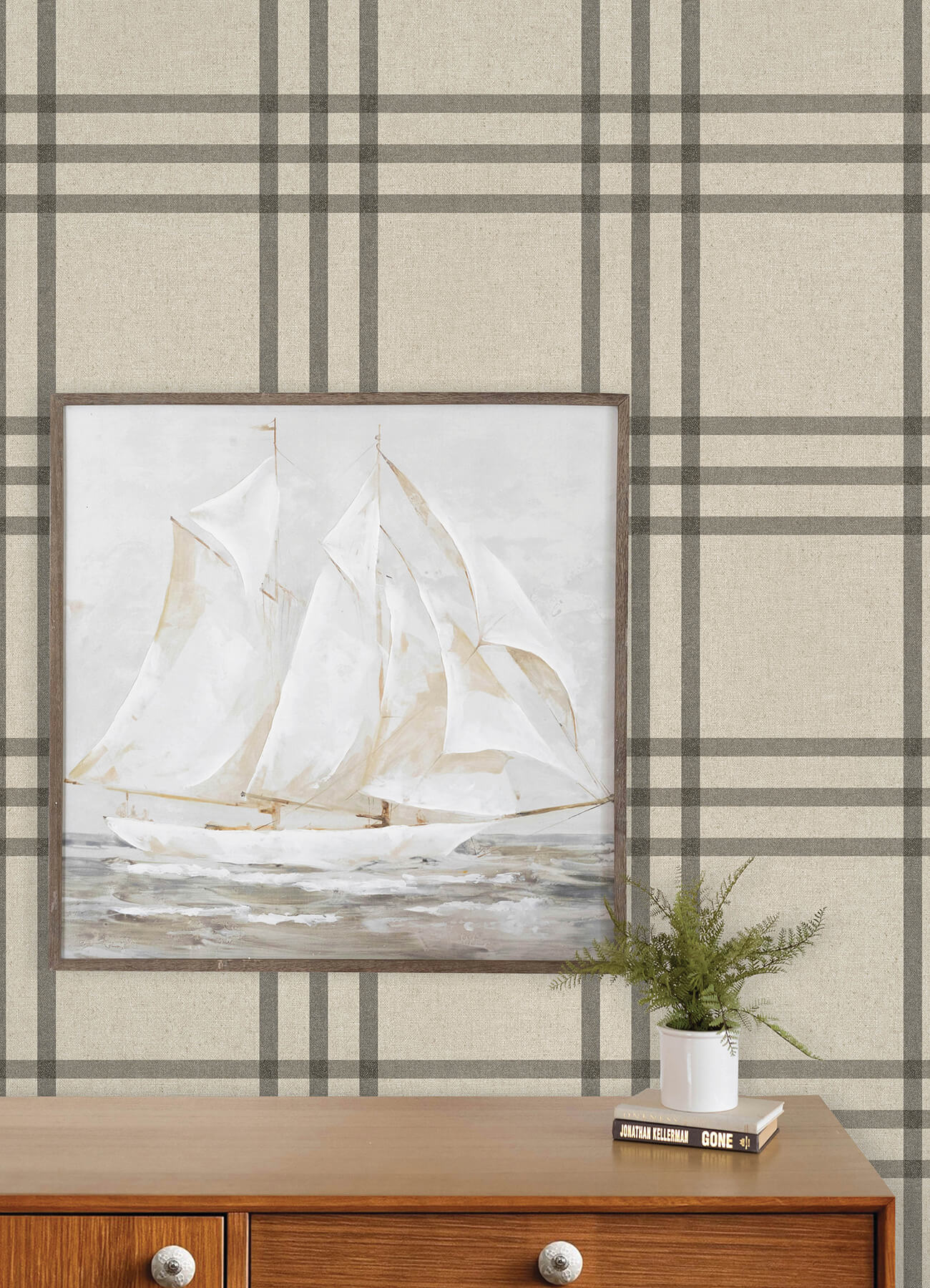 fletcher-black-plaid-wallpaper-york-wallcoverings-4192-83403 - York Wallcoverings Wallpaper