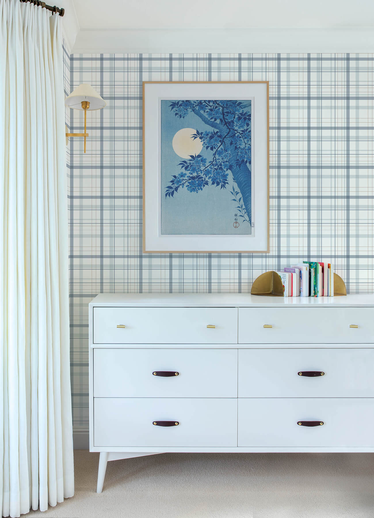 burgess-blue-plaid-wallpaper-york-wallcoverings-4192-83406 - York Wallcoverings Wallpaper