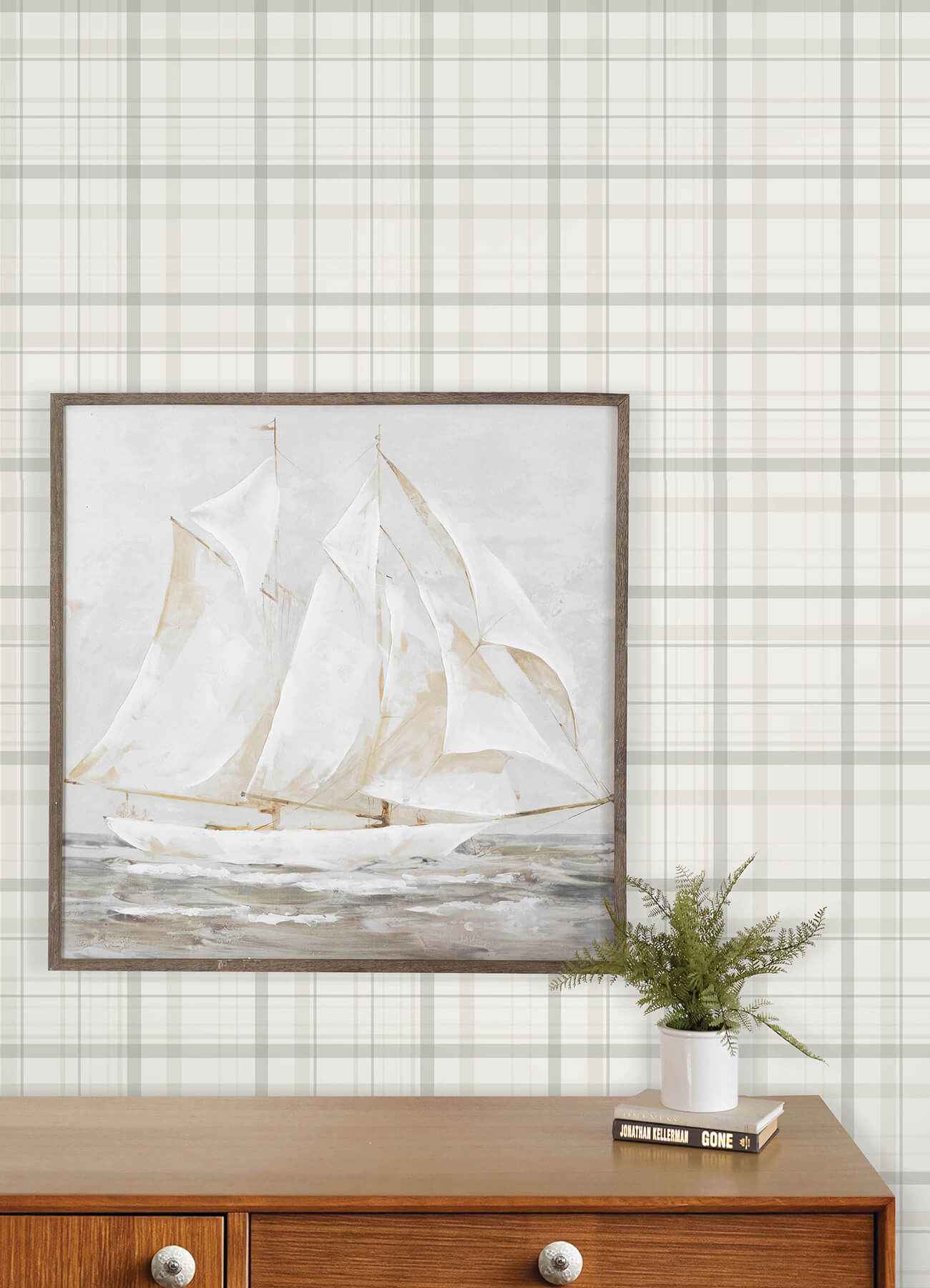 Burgess Light Grey Plaid Wallpaper - York Wallcoverings - 4192-83407 - York Wallcoverings Wallpaper