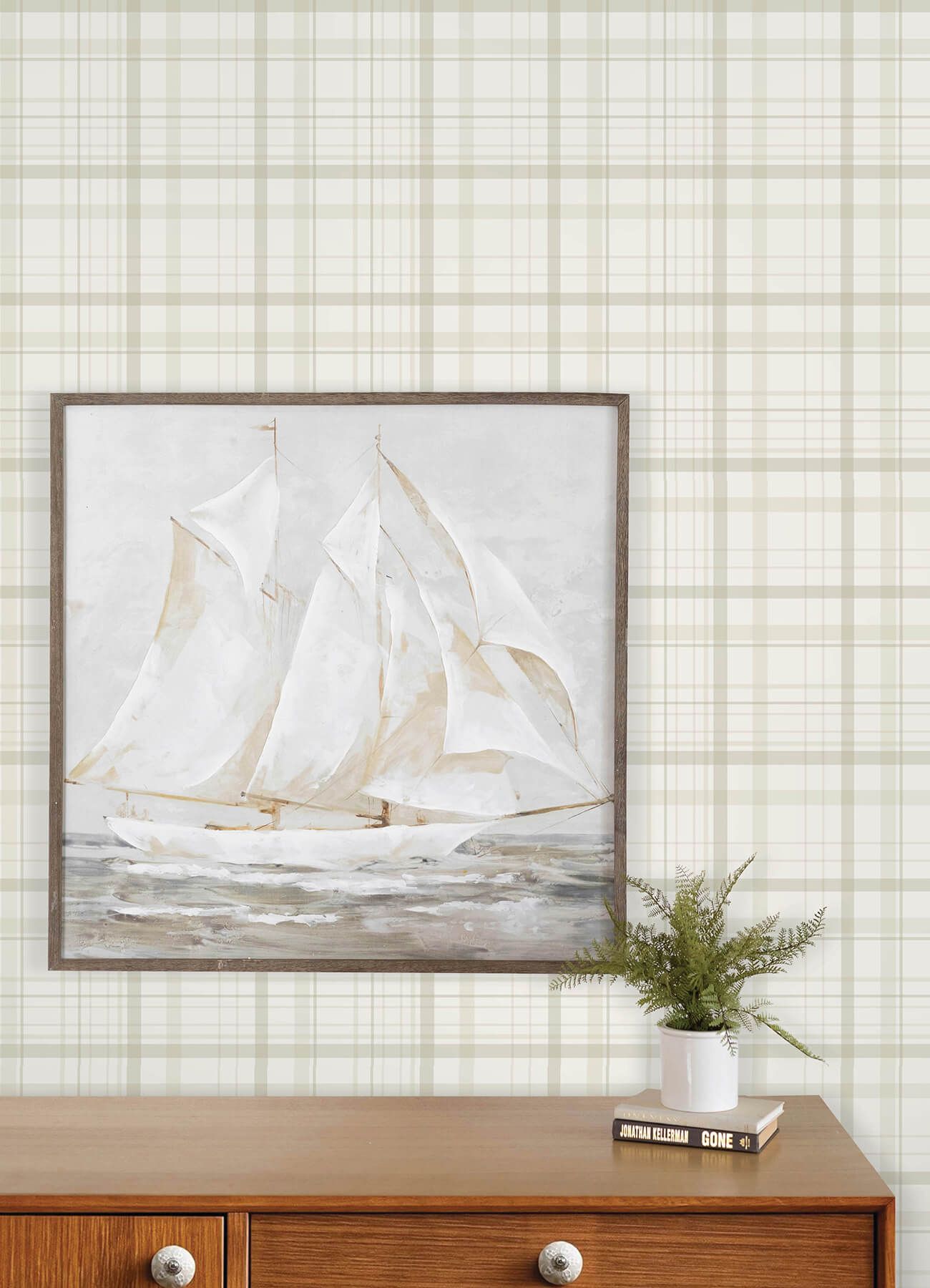 burgess-light-green-plaid-wallpaper-york-wallcoverings-4192-83408 - York Wallcoverings Wallpaper