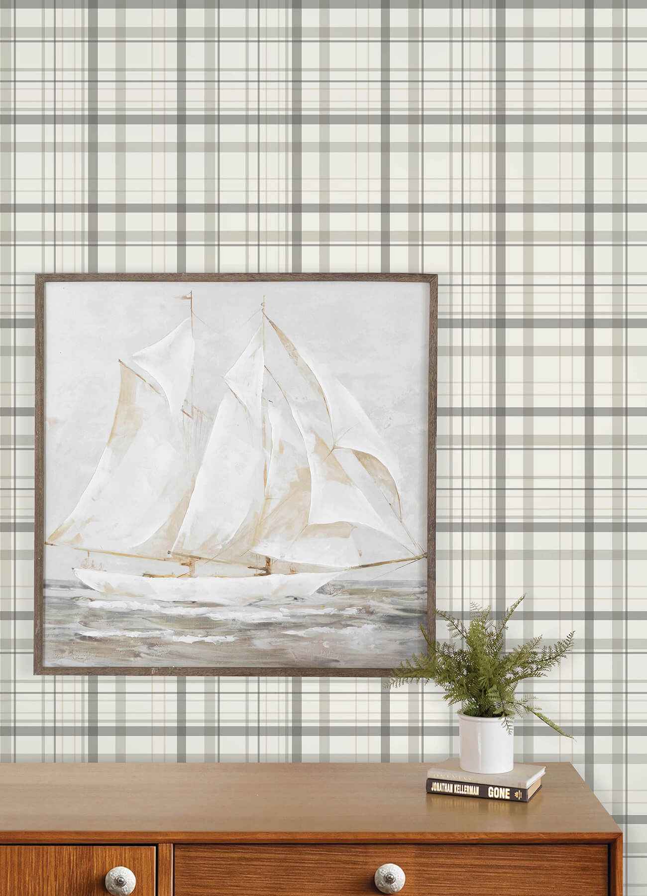Burgess Charcoal Plaid Wallpaper - York Wallcoverings - 4192-83409 - York Wallcoverings Wallpaper