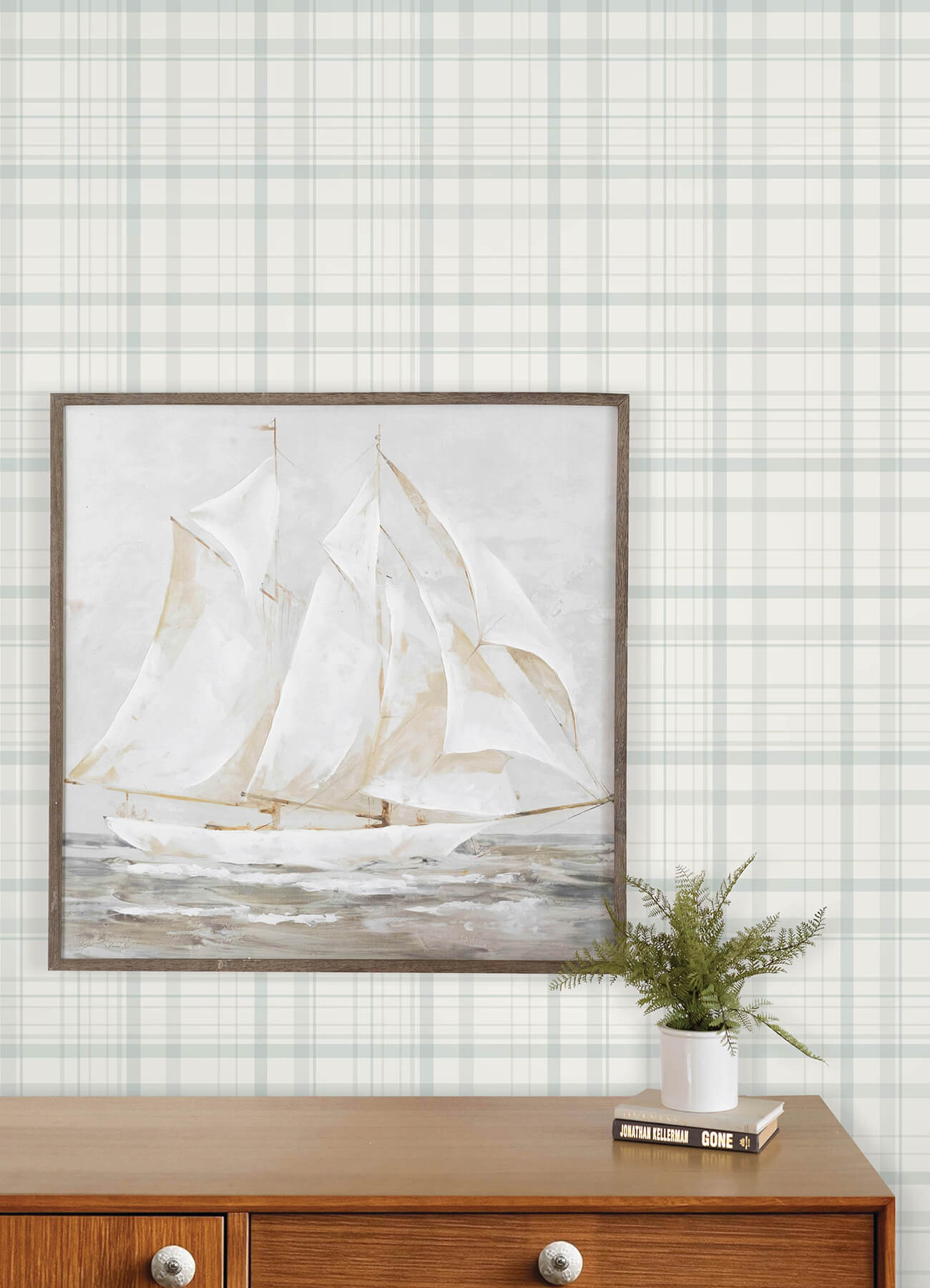 burgess-light-blue-plaid-wallpaper-york-wallcoverings-4192-83410 - York Wallcoverings Wallpaper