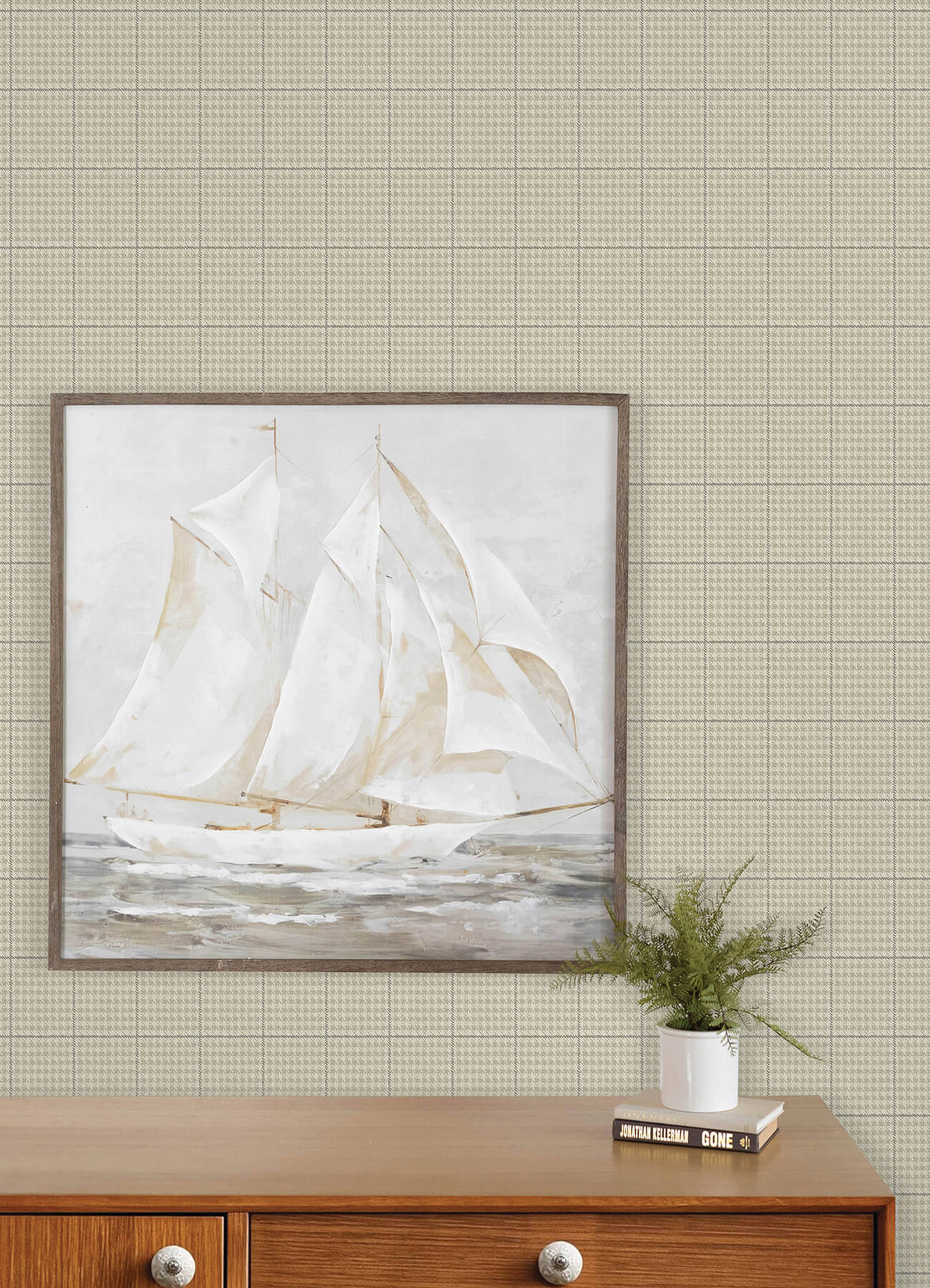 prescott-taupe-glen-check-wallpaper-york-wallcoverings-4192-83414 - York Wallcoverings Wallpaper