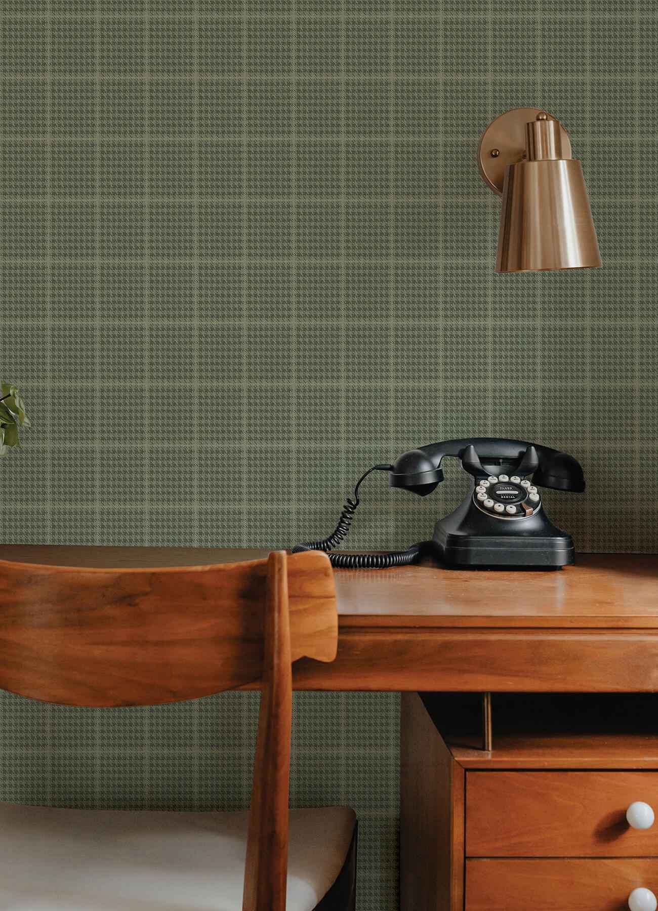 Prescott Dark Green Glen Check Wallpaper - York Wallcoverings - 4192-83415 - York Wallcoverings Wallpaper