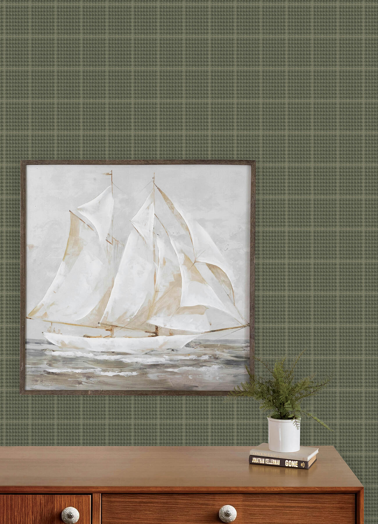 prescott-dark-green-glen-check-wallpaper-york-wallcoverings-4192-83415 - York Wallcoverings Wallpaper