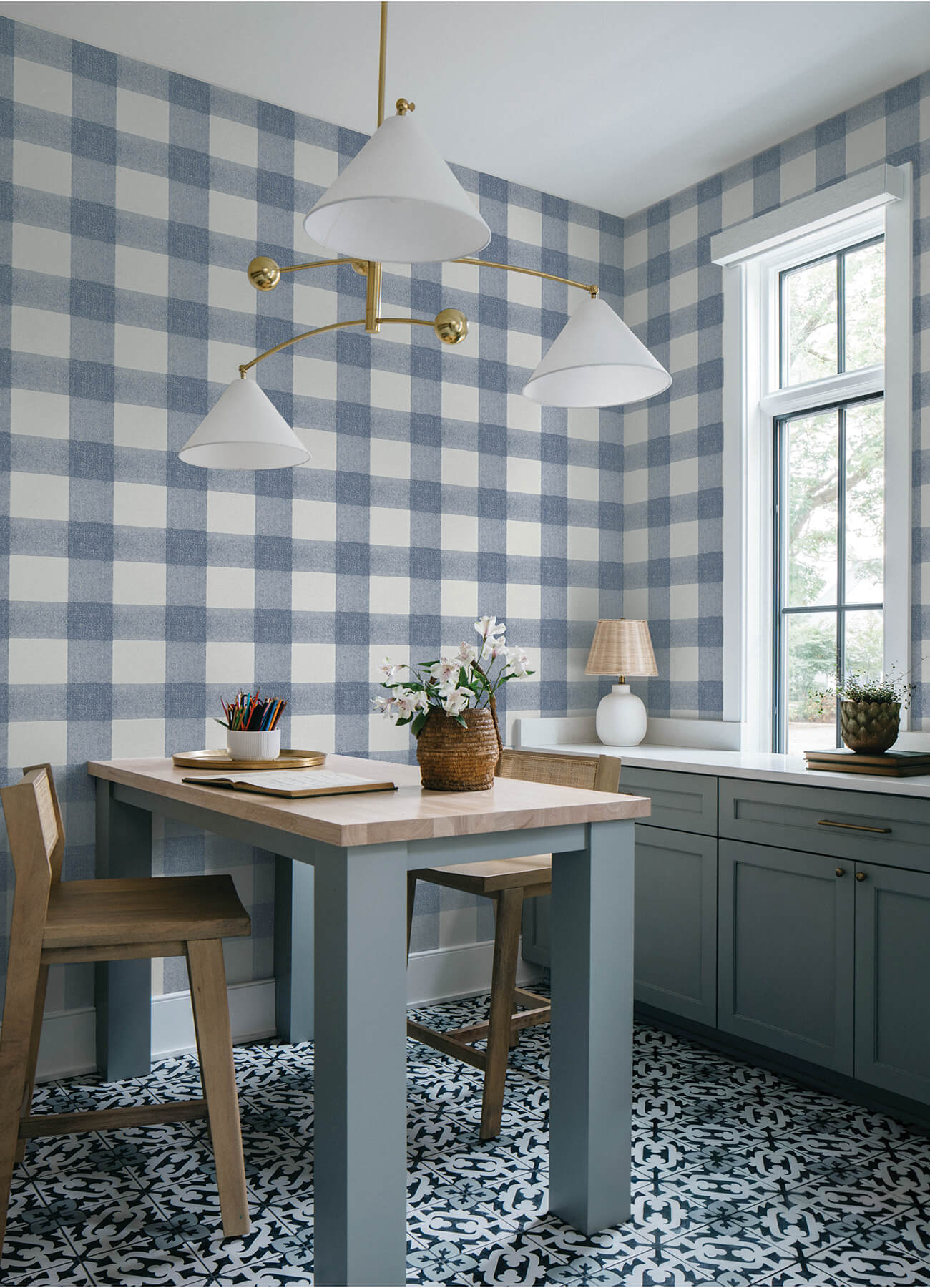 thorpe-blue-plaid-wallpaper-york-wallcoverings-4192-83420 - York Wallcoverings Wallpaper