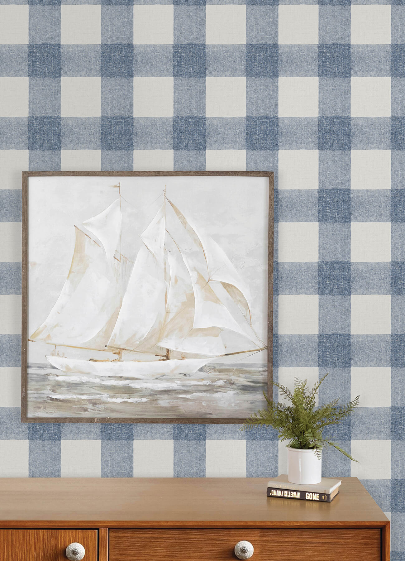 thorpe-blue-plaid-wallpaper-york-wallcoverings-4192-83420 - York Wallcoverings Wallpaper