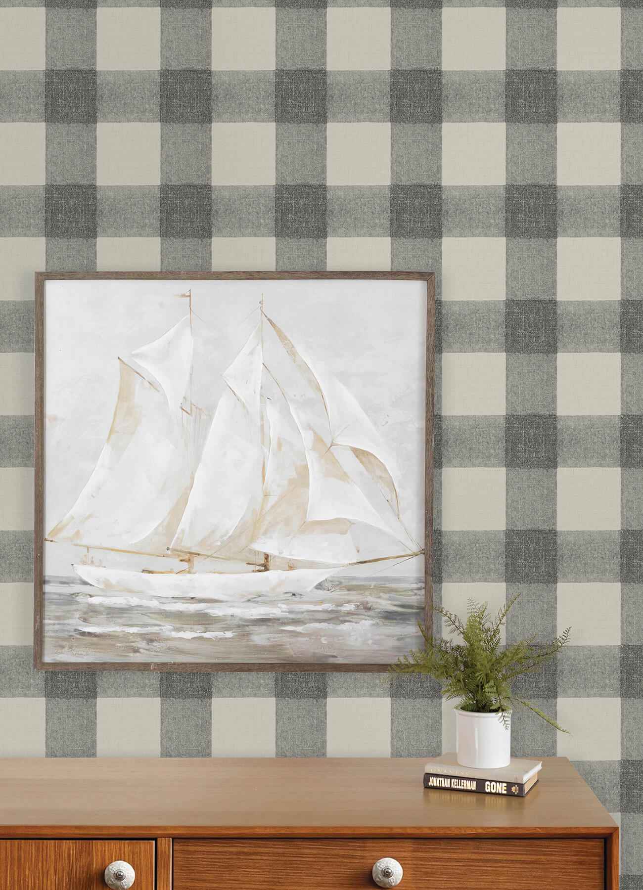 Thorpe Charcoal Plaid Wallpaper - York Wallcoverings - 4192-83421 - York Wallcoverings Wallpaper