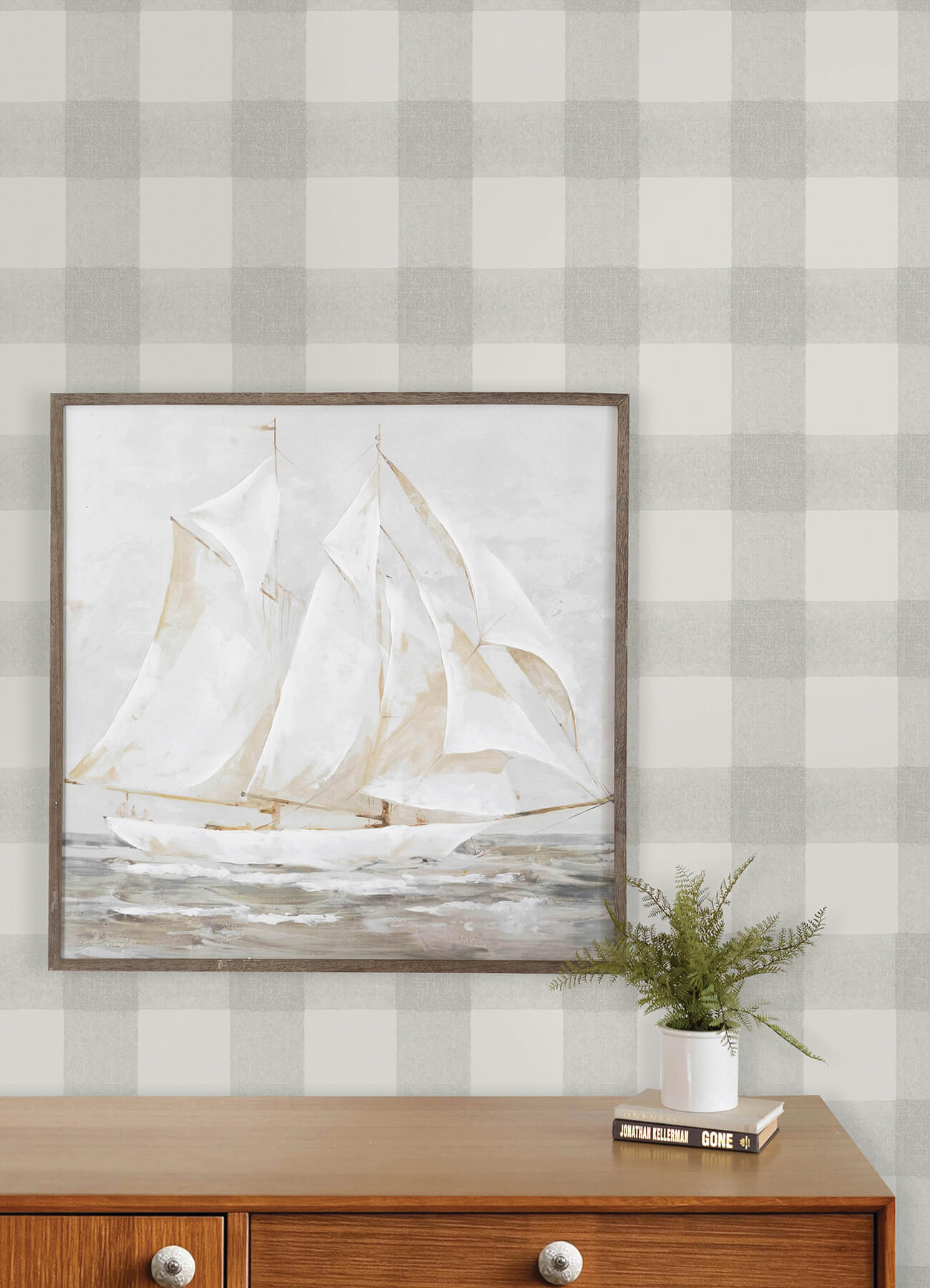 thorpe-light-grey-plaid-wallpaper-york-wallcoverings-4192-83422 - York Wallcoverings Wallpaper