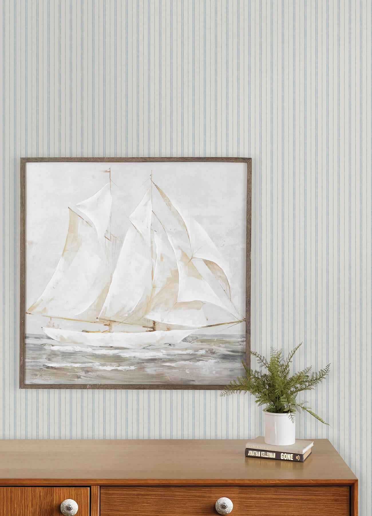 Harville Light Blue Double Stripe Wallpaper - York Wallcoverings - 4192-83426 - York Wallcoverings Wallpaper