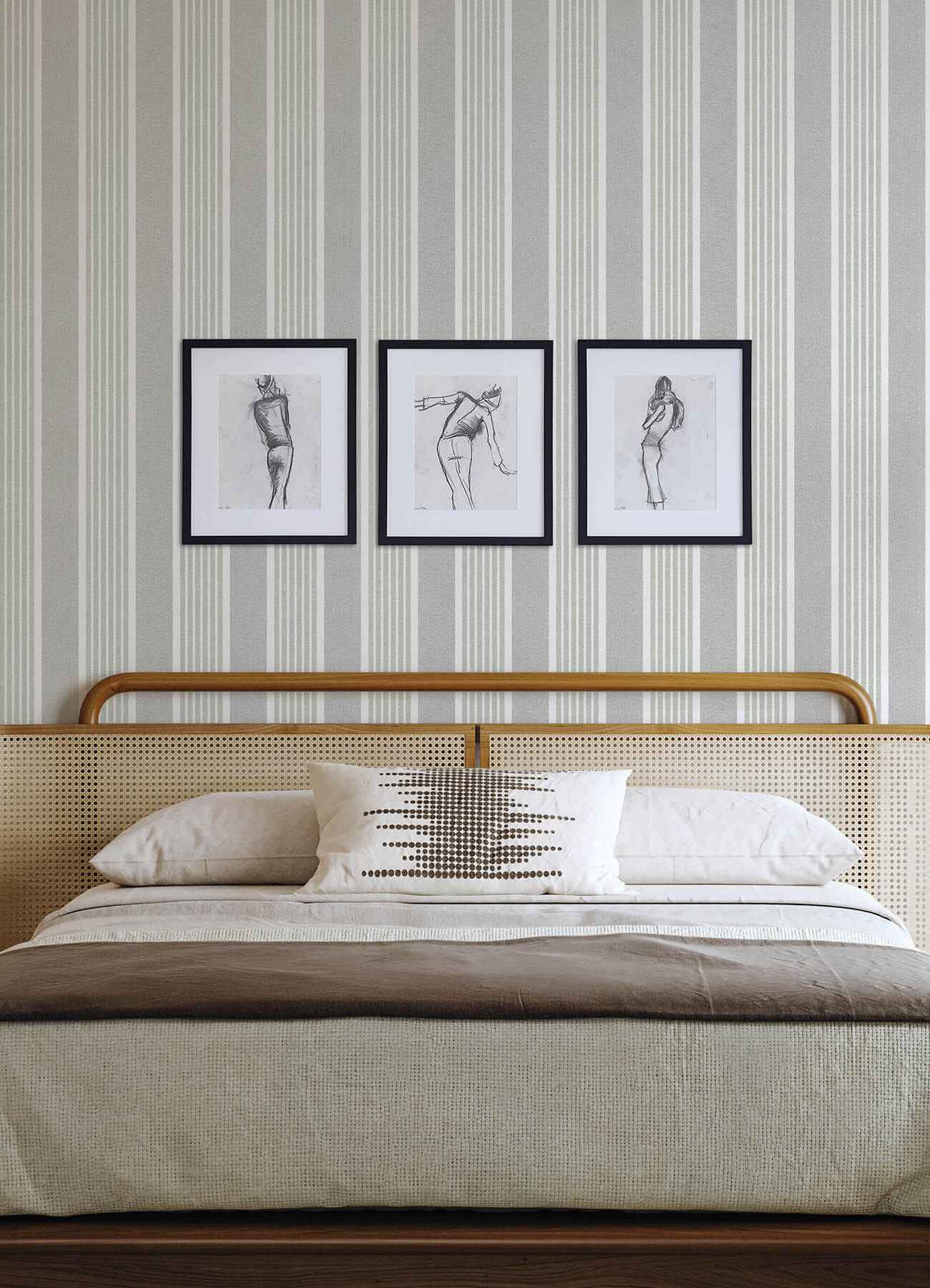 Bingley Green Embellished Stripe Wallpaper - York Wallcoverings - 4192-83432 - York Wallcoverings Wallpaper