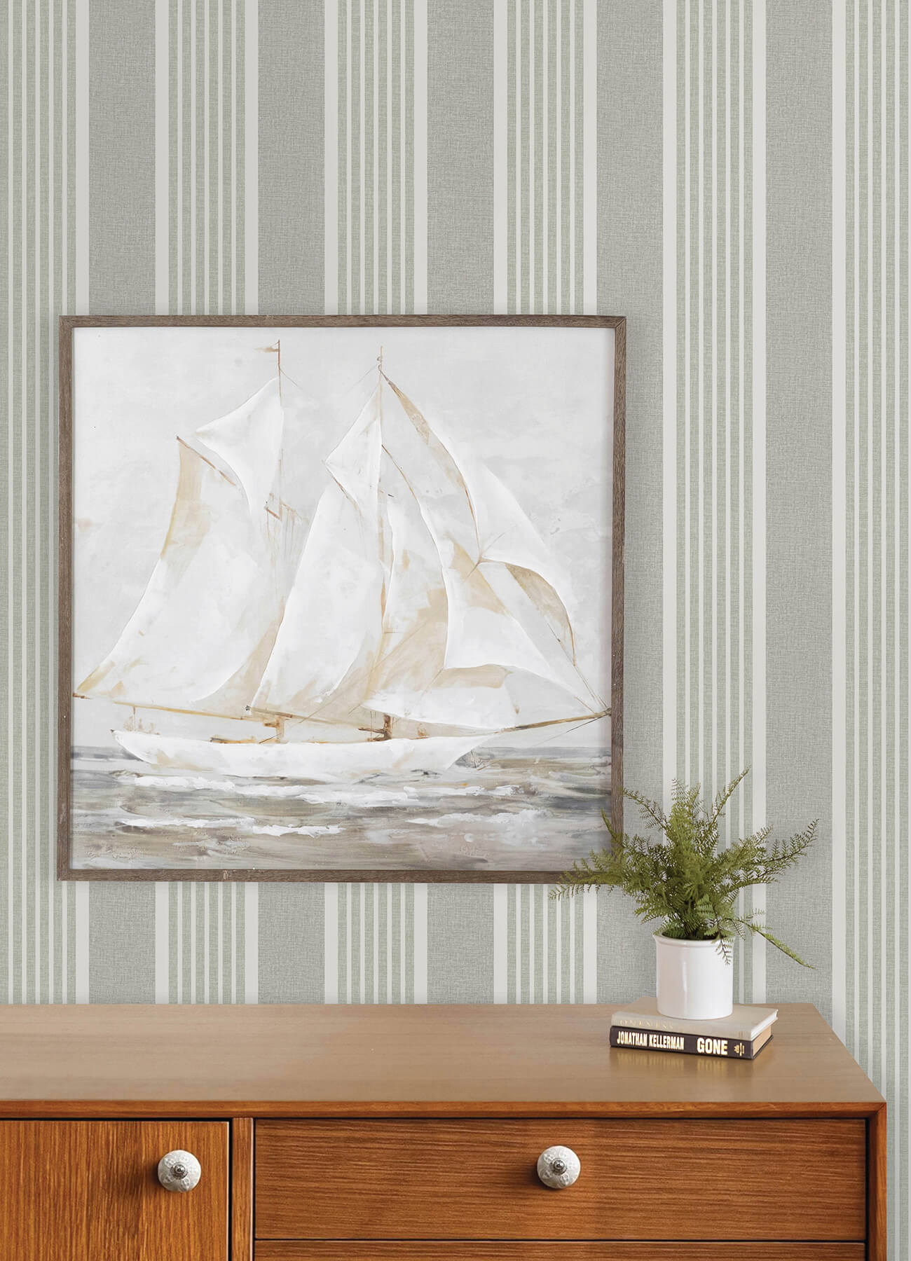 bingley-green-embellished-stripe-wallpaper-york-wallcoverings-4192-83432 - York Wallcoverings Wallpaper