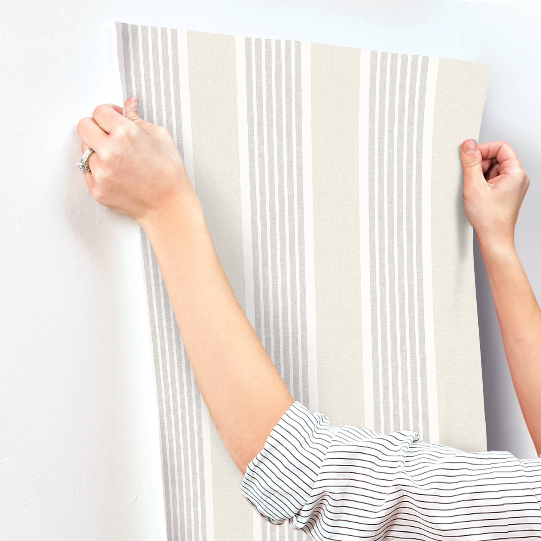bingley-light-grey-embellished-stripe-wallpaper-york-wallcoverings-4192-83434 - York Wallcoverings Wallpaper