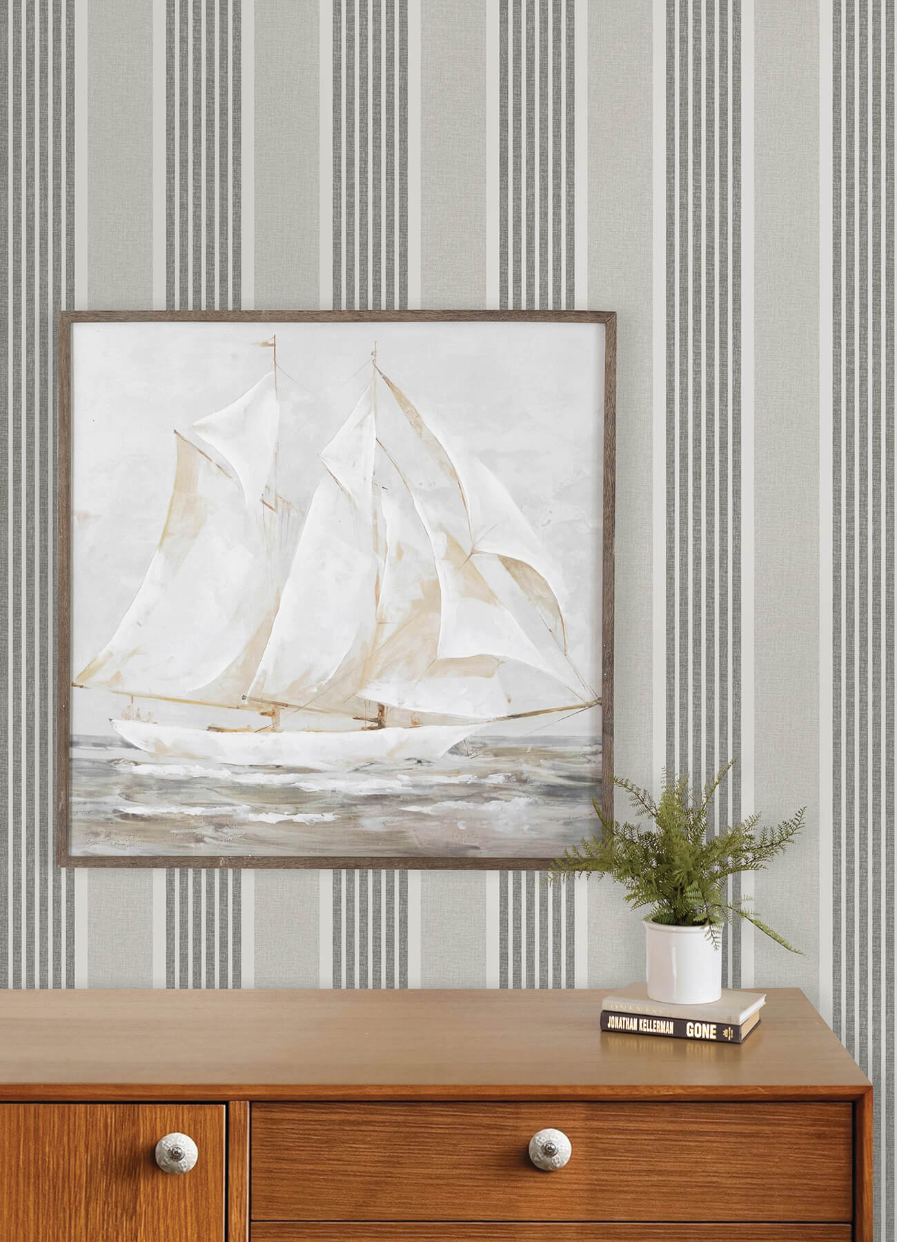 bingley-charcoal-embellished-stripe-wallpaper-york-wallcoverings-4192-83435 - York Wallcoverings Wallpaper