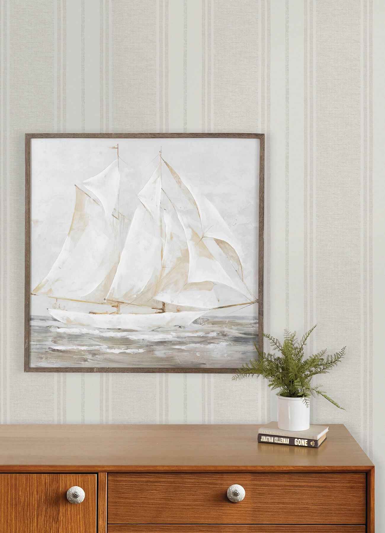 Maddox Light Grey Flannel Stripe Wallpaper - York Wallcoverings - 4192-83440 - York Wallcoverings Wallpaper