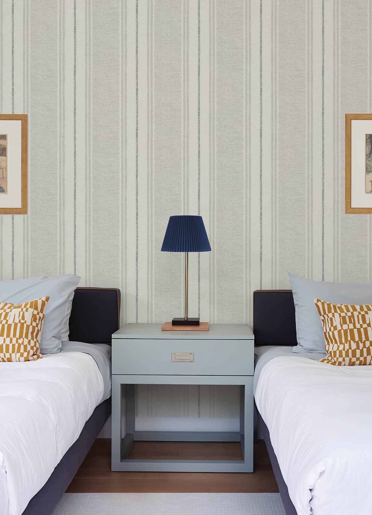 Maddox Grey Flannel Stripe Wallpaper - York Wallcoverings - 4192-83441 - York Wallcoverings Wallpaper