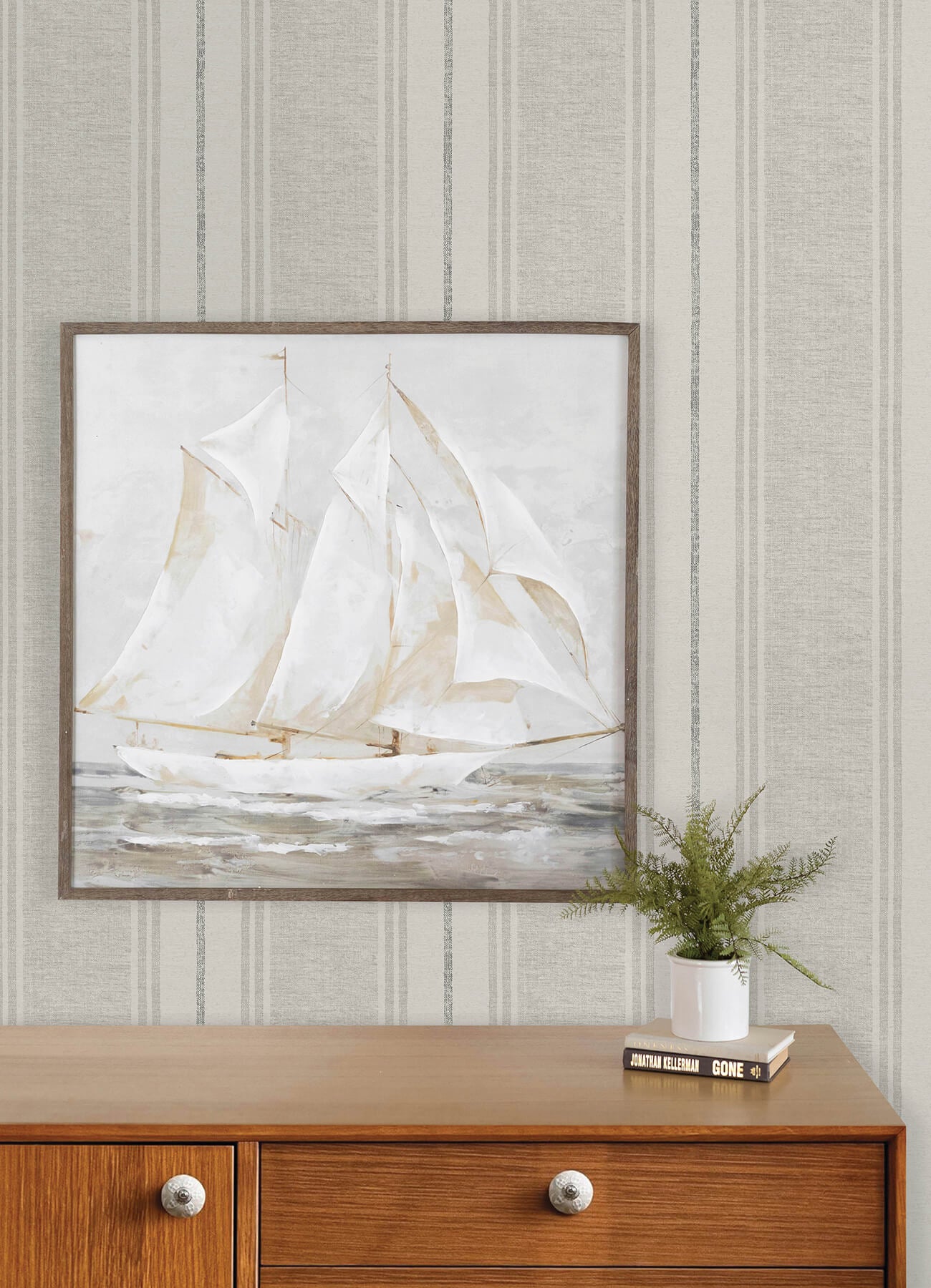 maddox-grey-flannel-stripe-wallpaper-york-wallcoverings-4192-83441 - York Wallcoverings Wallpaper