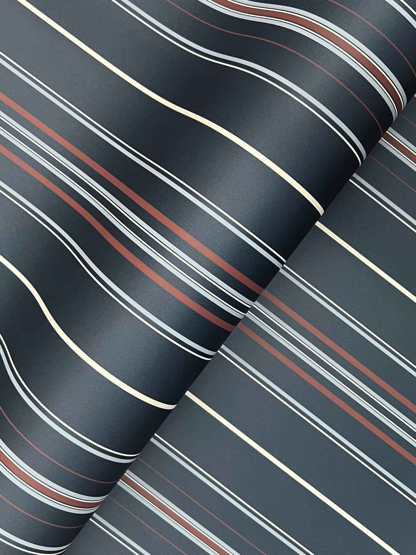 Lascelle Navy Modern Pinstripe Wallpaper - York Wallcoverings - 4192-83450 - York Wallcoverings Wallpaper