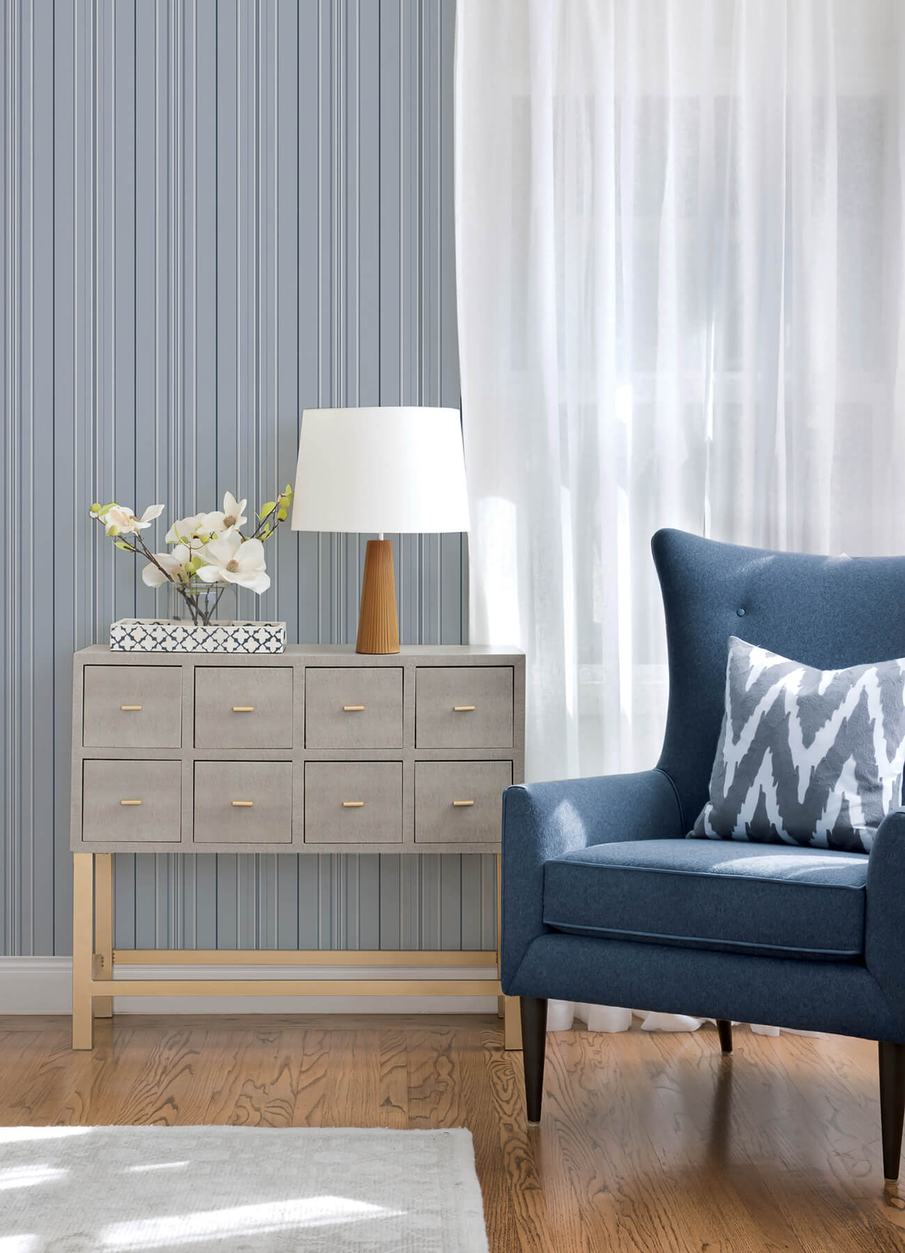 lascelle-light-blue-modern-pinstripe-wallpaper-york-wallcoverings-4192-83452 - York Wallcoverings Wallpaper