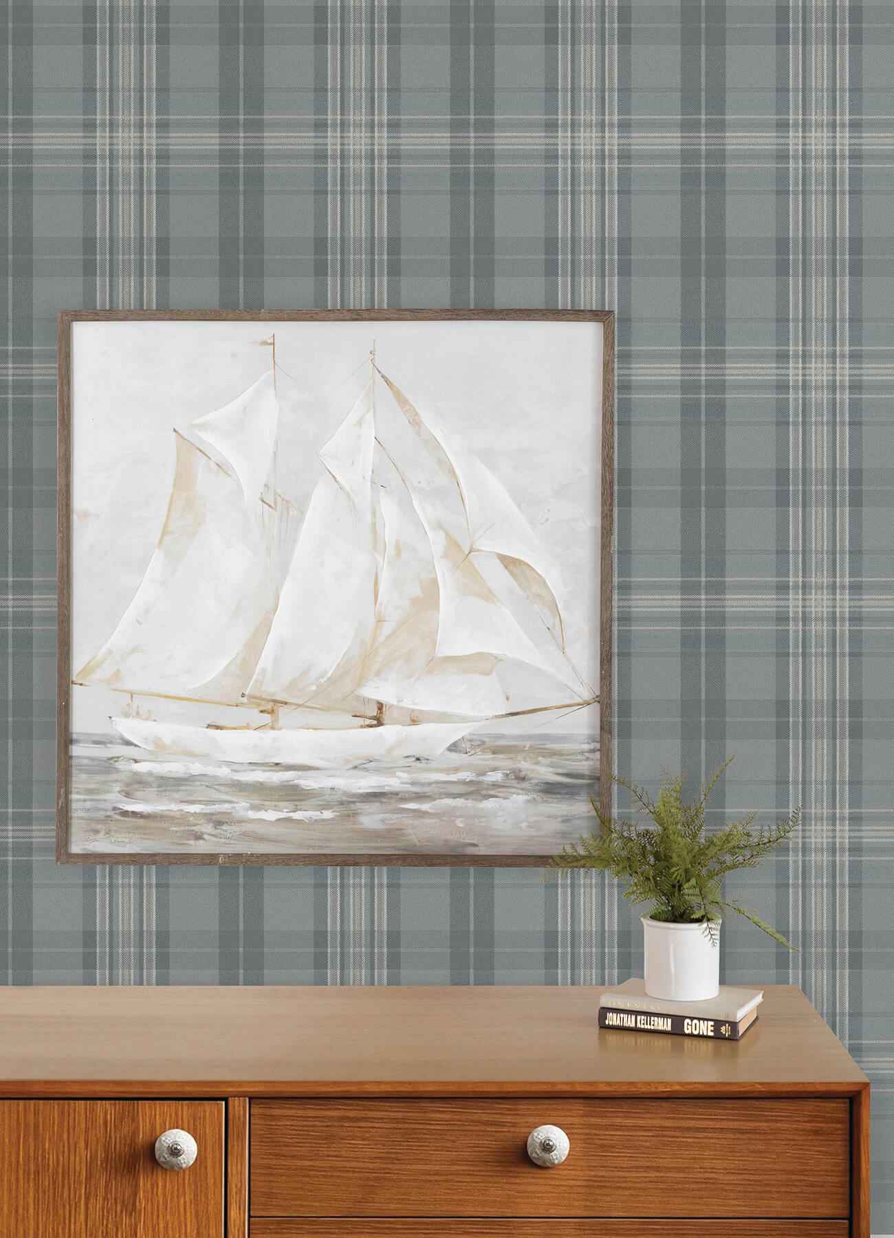 Austin Slate Plaid Wallpaper - York Wallcoverings - 4192-330214 - York Wallcoverings Wallpaper
