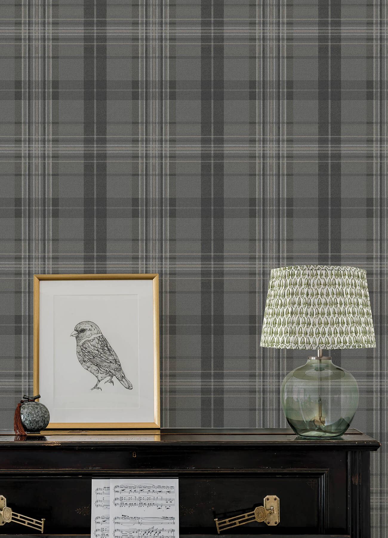 austin-charcoal-plaid-wallpaper-york-wallcoverings-4192-330215 - York Wallcoverings Wallpaper