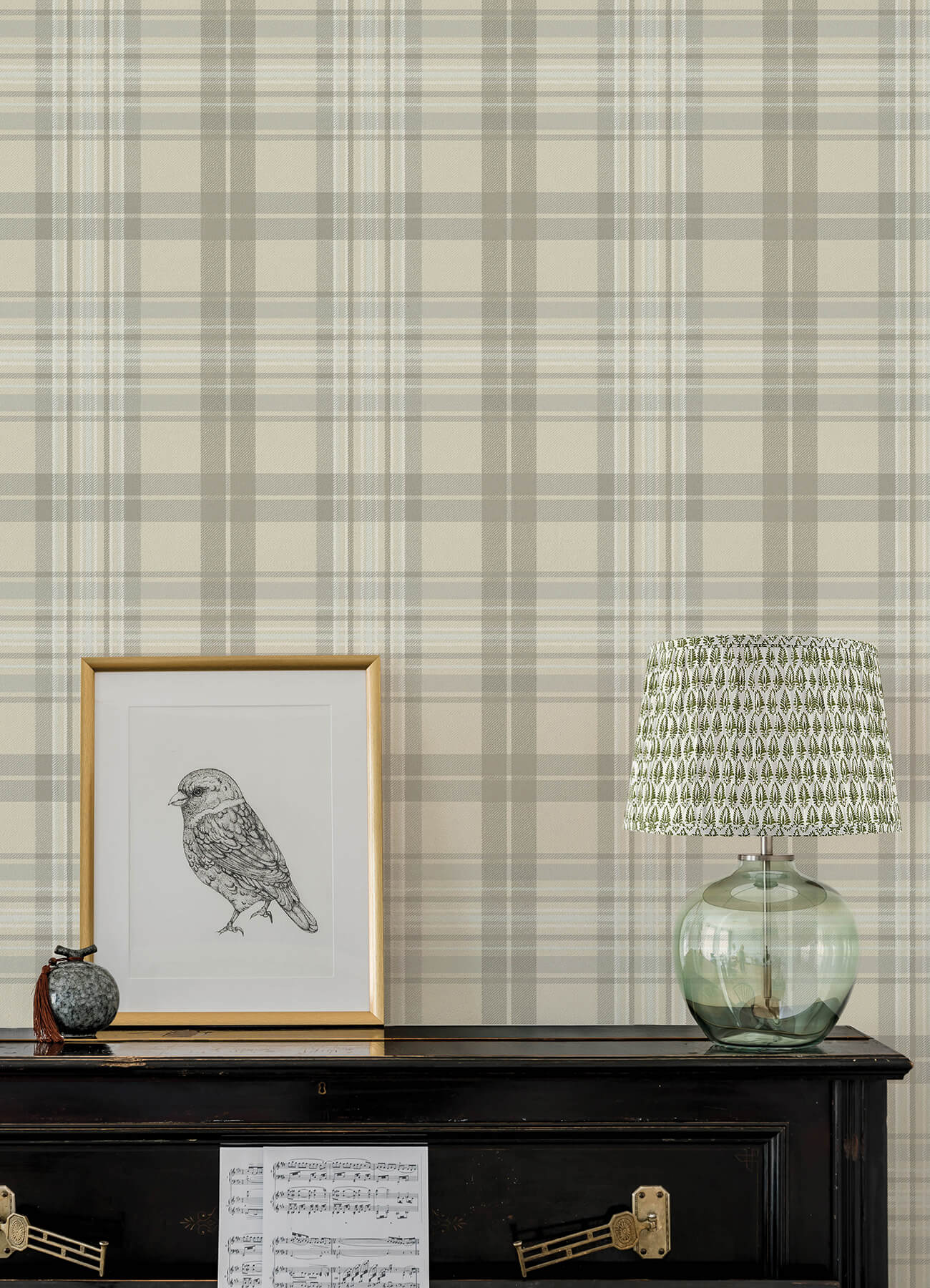 austin-beige-plaid-wallpaper-york-wallcoverings-4192-330216 - York Wallcoverings Wallpaper