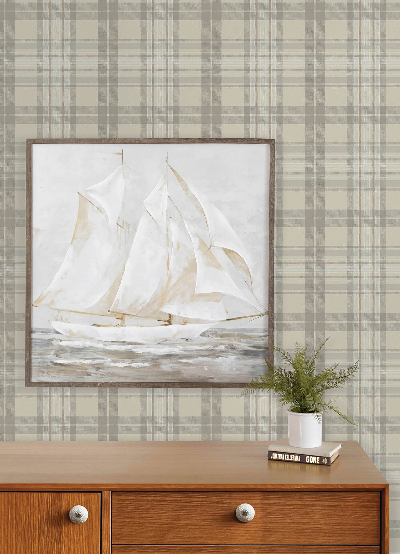 austin-beige-plaid-wallpaper-york-wallcoverings-4192-330216 - York Wallcoverings Wallpaper