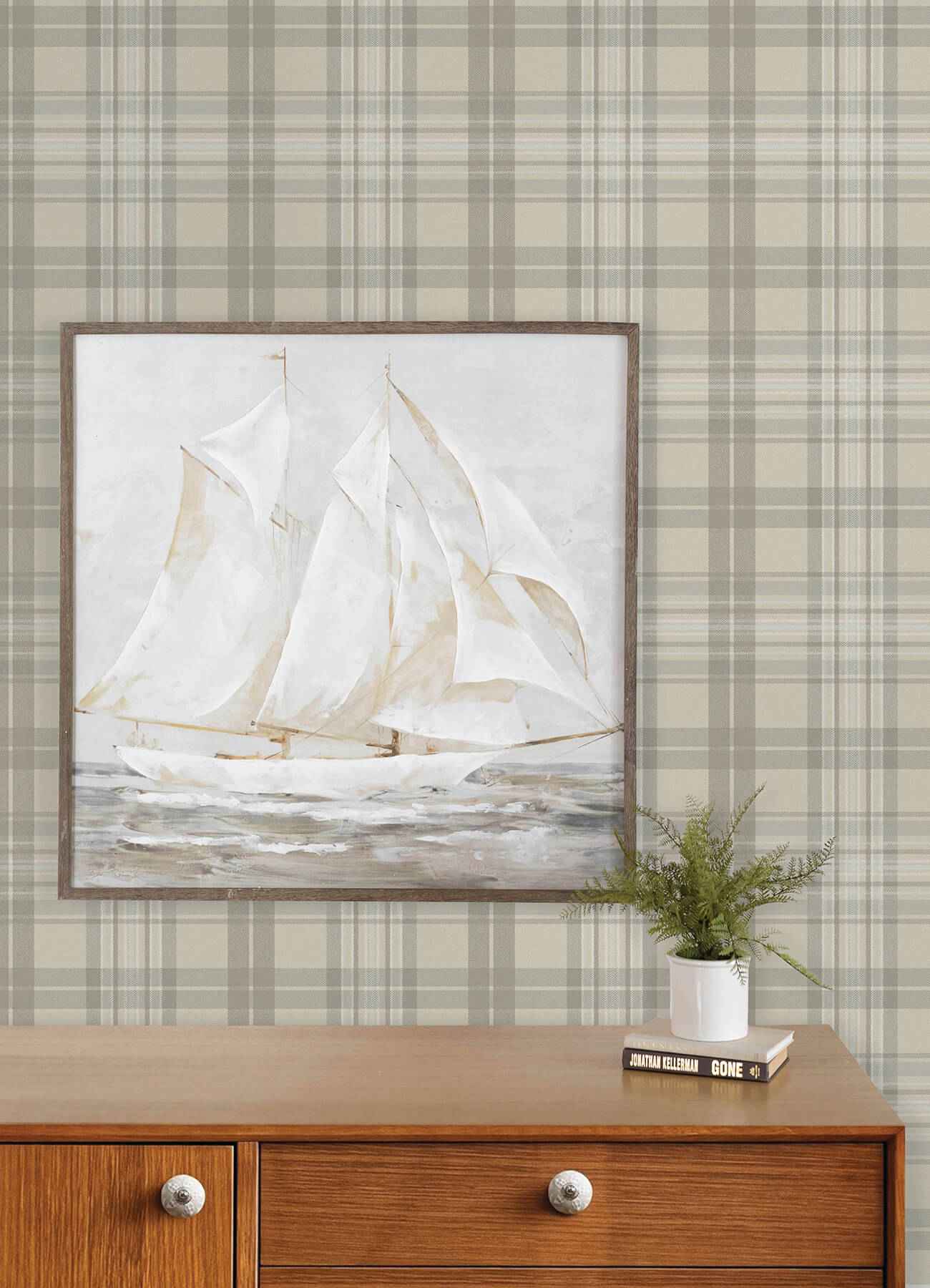 Austin Beige Plaid Wallpaper - York Wallcoverings - 4192-330216 - York Wallcoverings Wallpaper