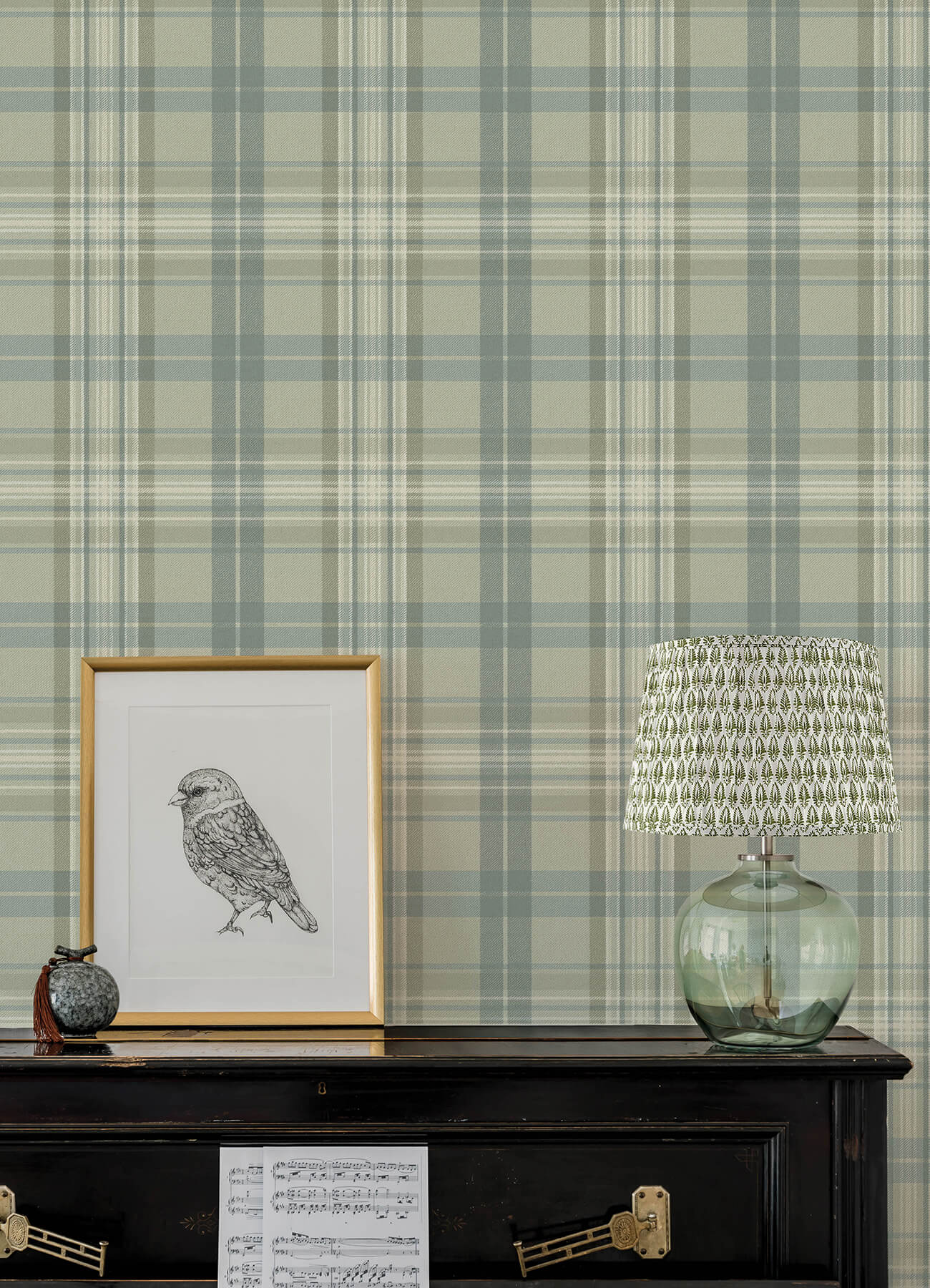 austin-sage-plaid-wallpaper-york-wallcoverings-4192-330217 - York Wallcoverings Wallpaper
