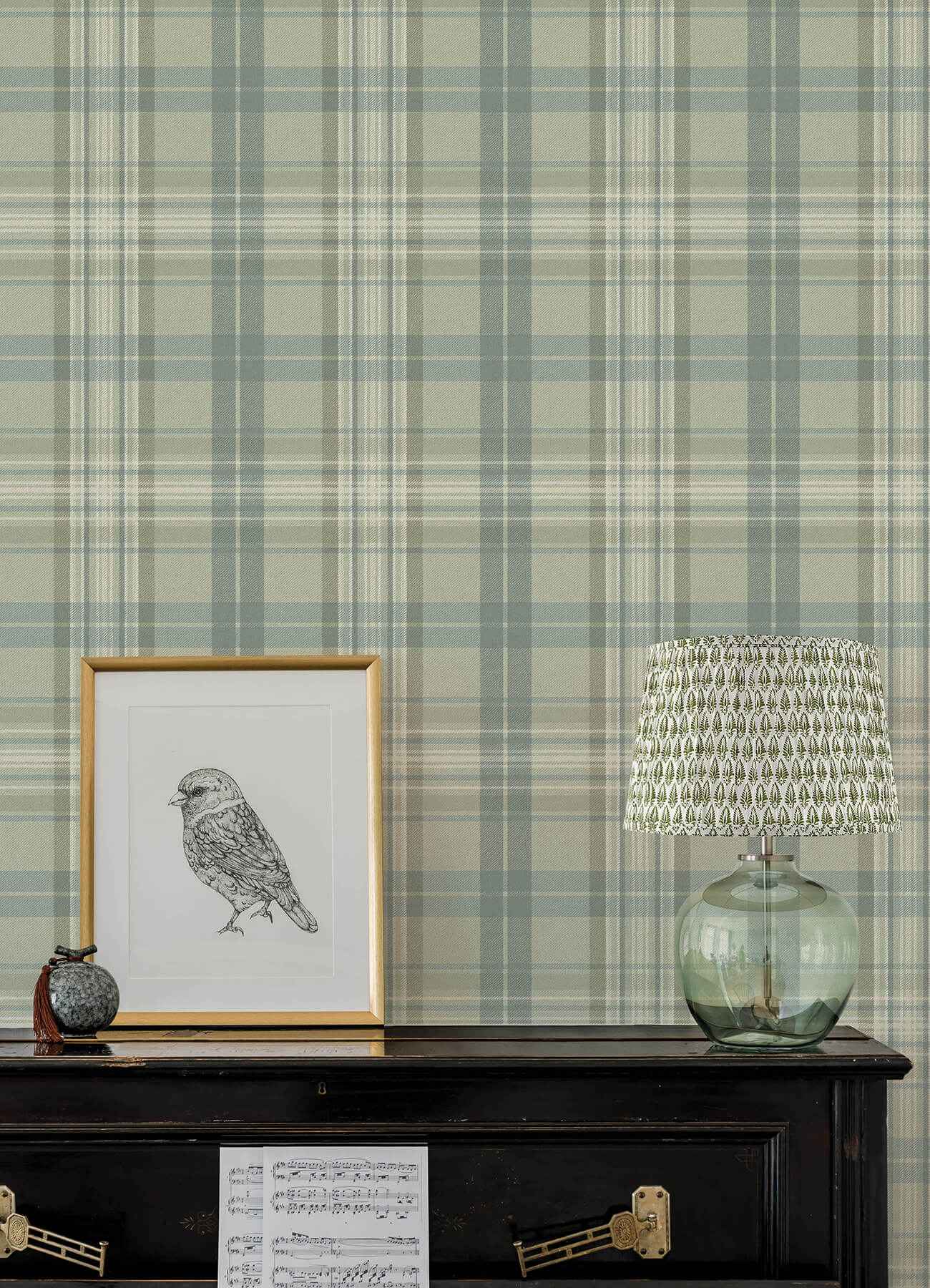 Austin Sage Plaid Wallpaper - York Wallcoverings - 4192-330217 - York Wallcoverings Wallpaper