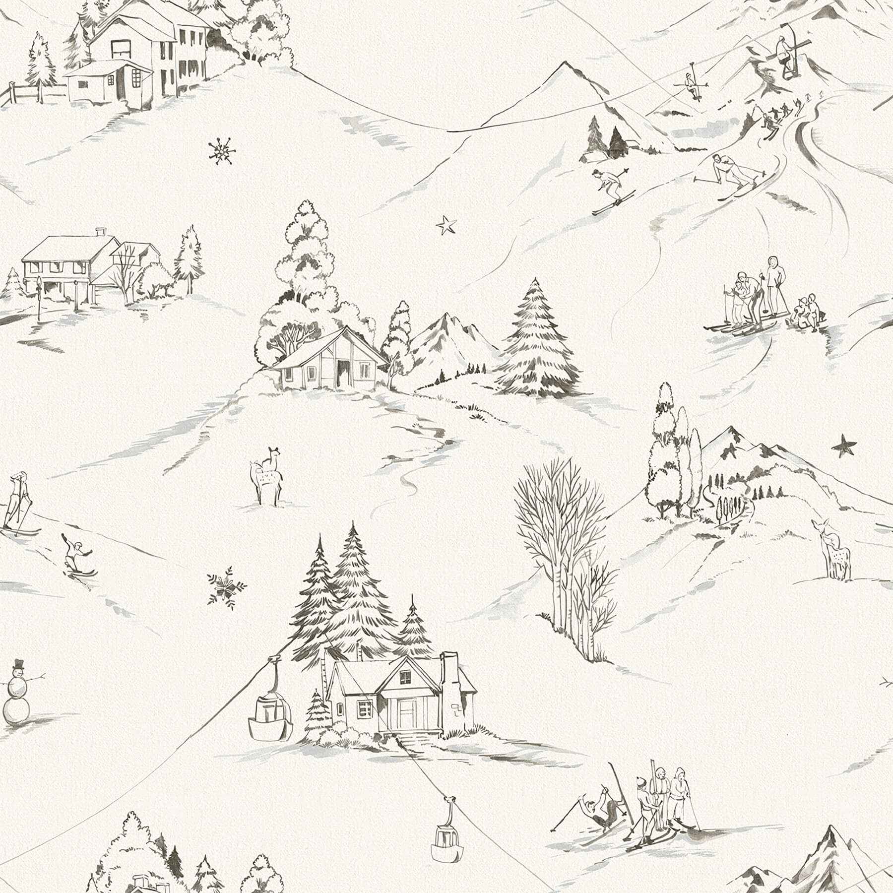 Mountain Side Charcoal Peel and Stick Wallpaper - York Wallcoverings - NUS6628